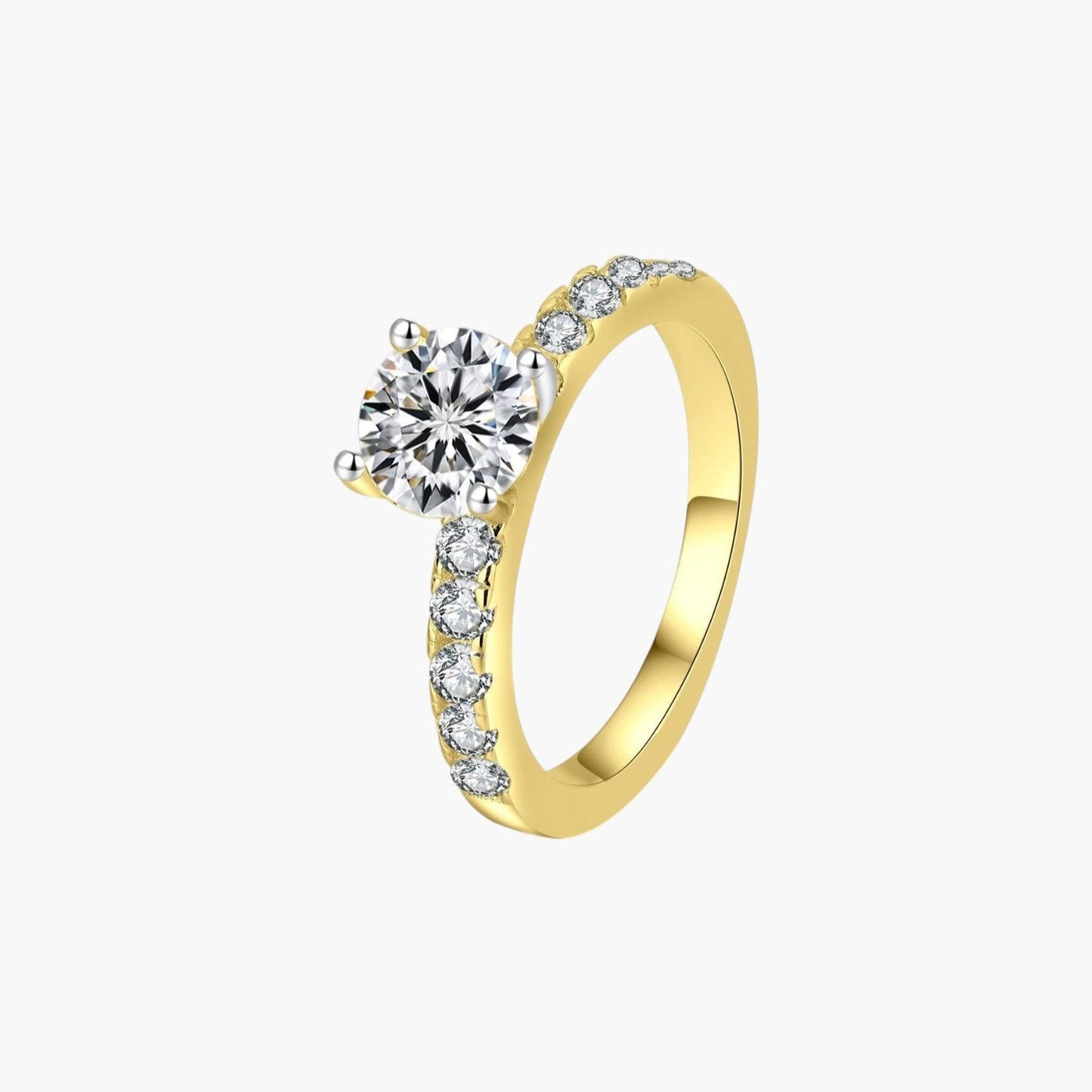 Anel Solitário com Moissanite em Prata de Lei 925