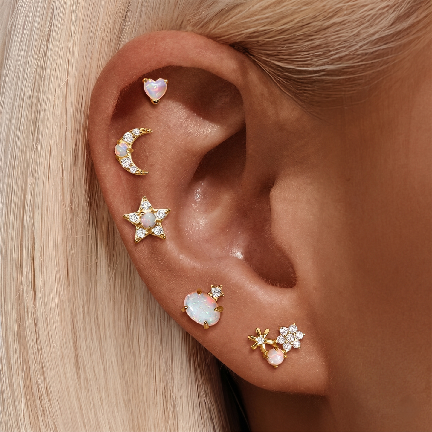 Piercing de Orelha em Prata 925 com Zircónias