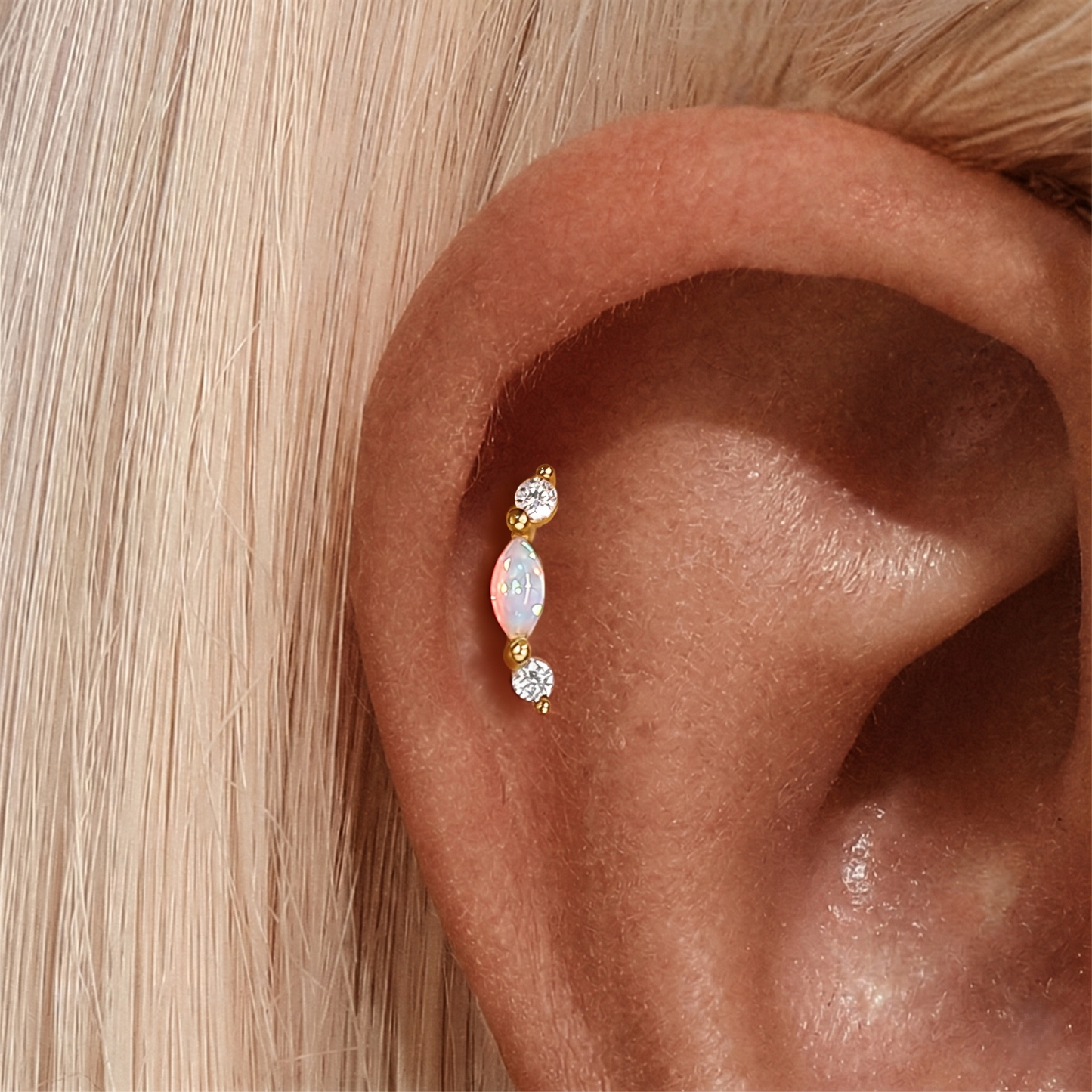 Piercing de Orelha em Prata 925 com Zircónias