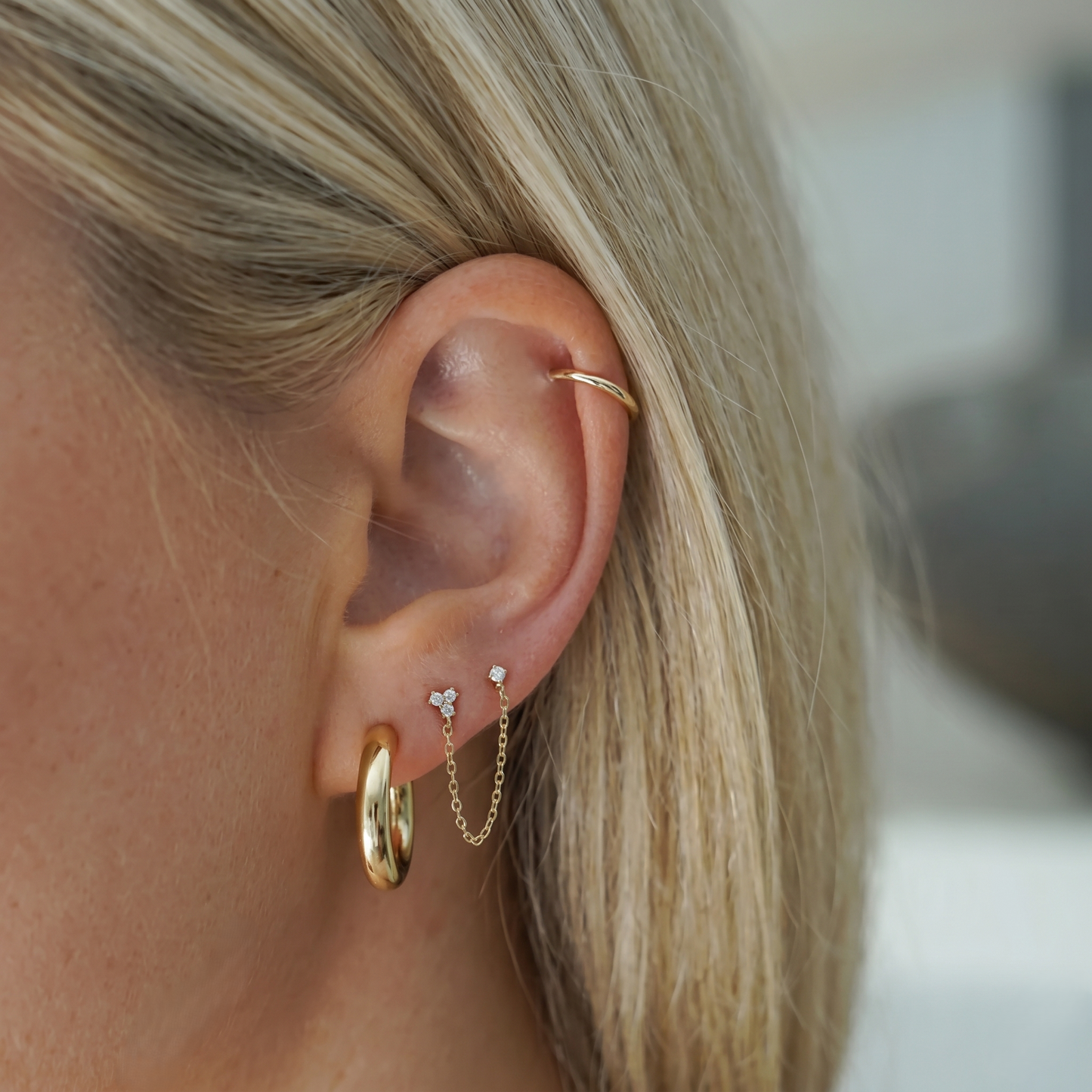 Piercing de Orelha em Prata 925 com Zircónias