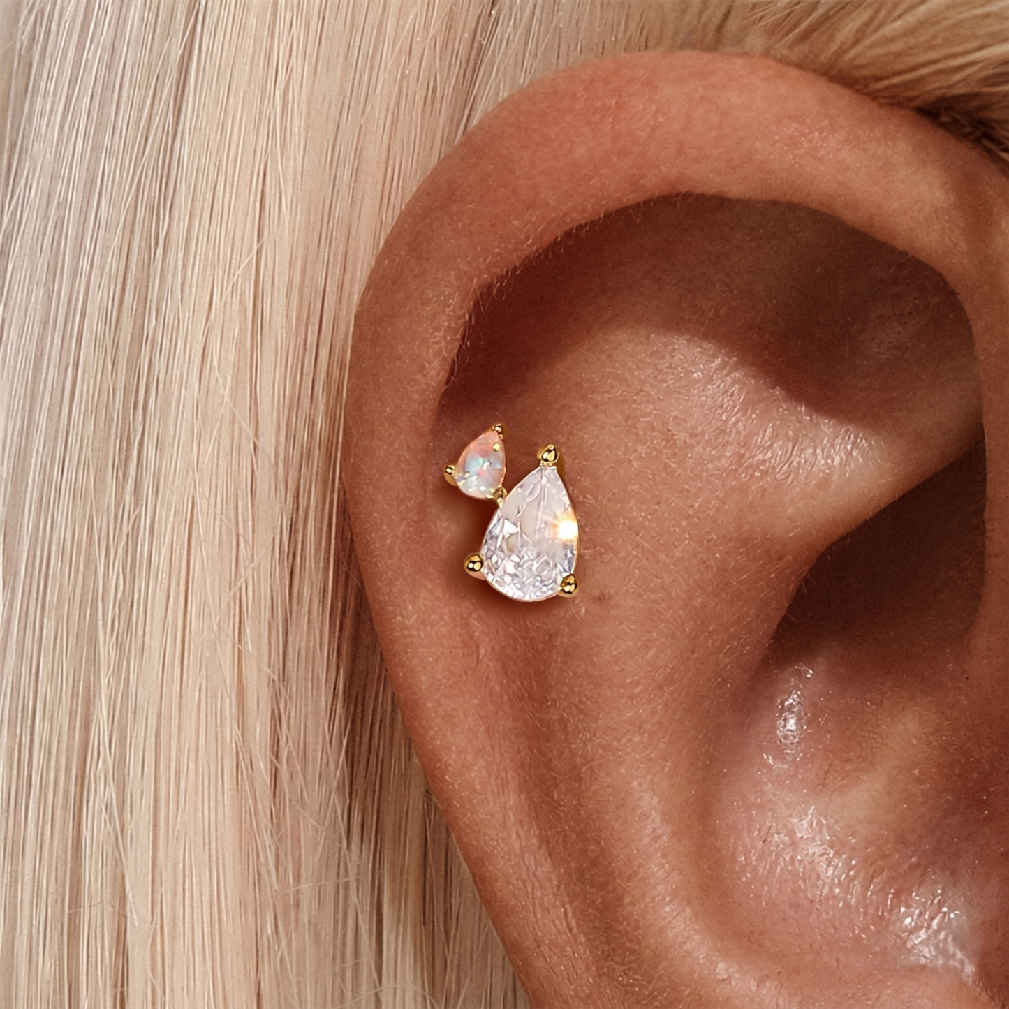 Piercing de Orelha em Prata 925 com Zircónias