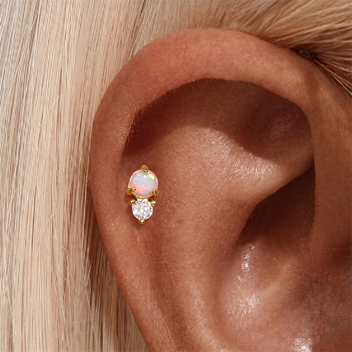 Piercing de Orelha em Prata 925 com Zircónias