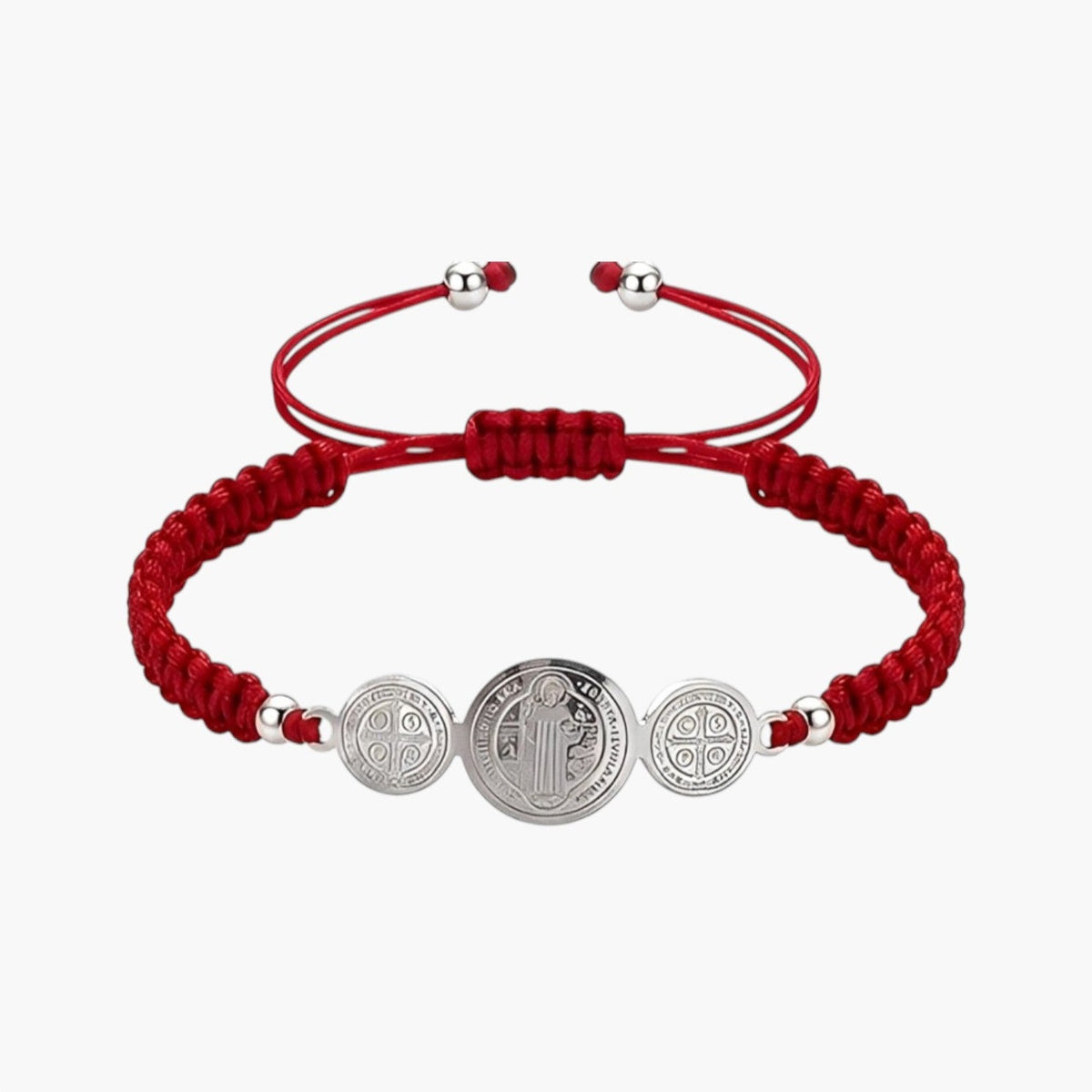 Pulseira São Bento com Medalhas em Corda Ajustável