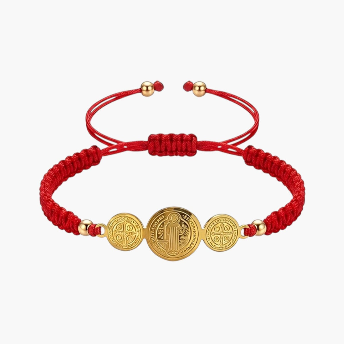 Pulseira São Bento com Medalhas em Corda Ajustável