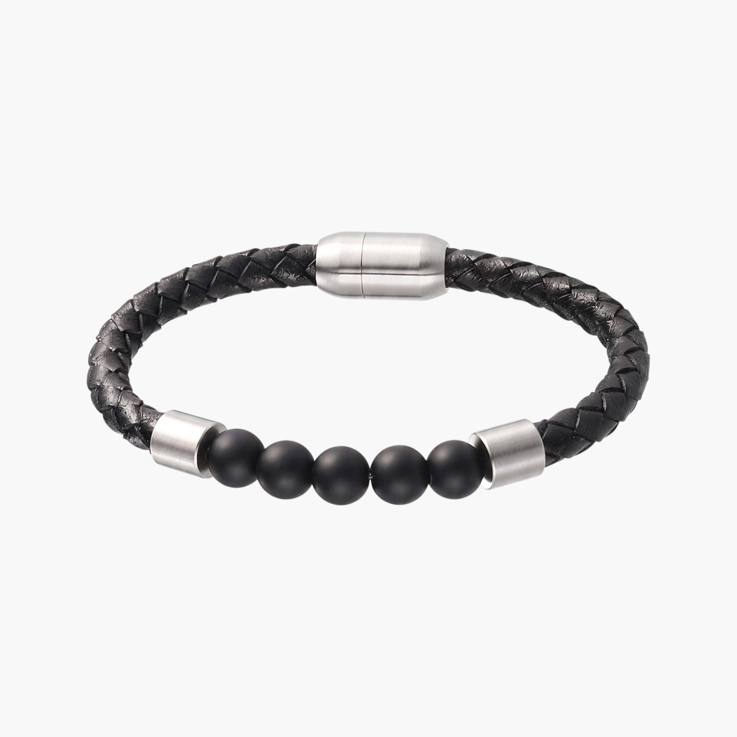 Pulseira de Couro e Pedra Natural