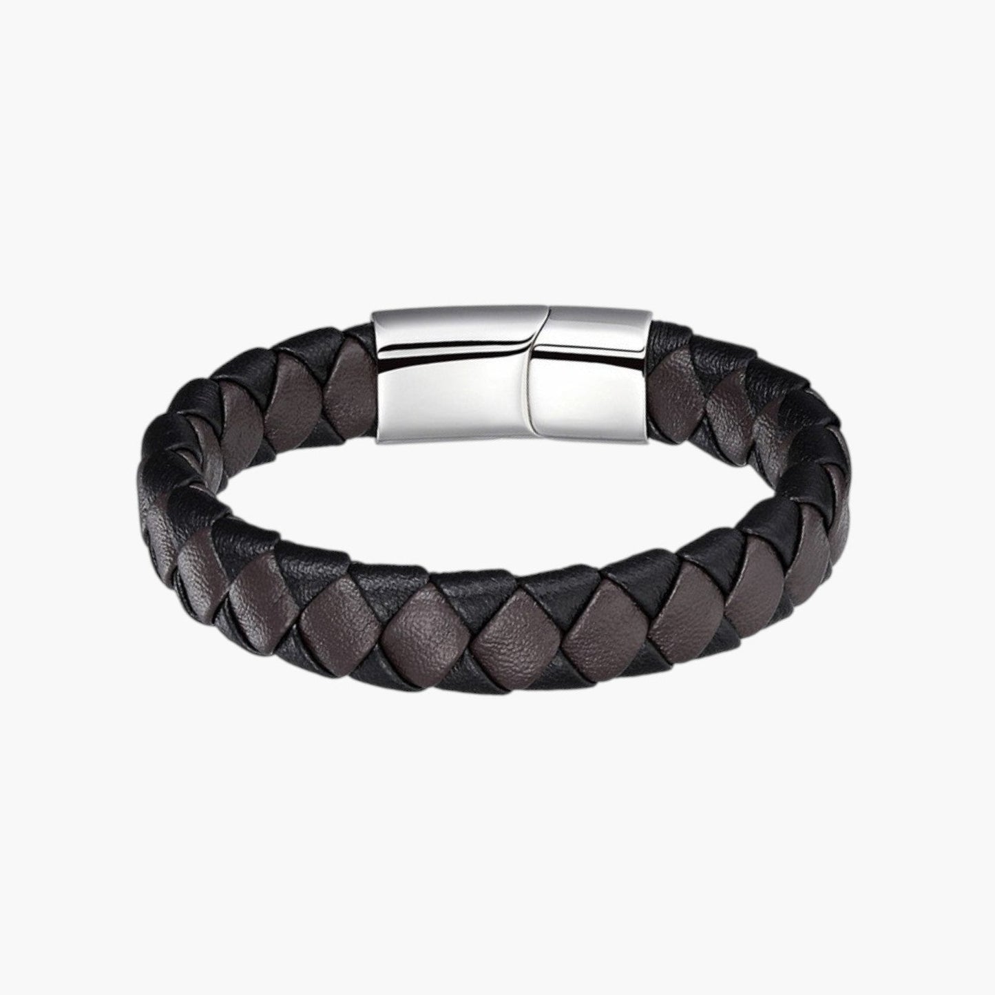Pulseira de Couro e Aço Inoxidável