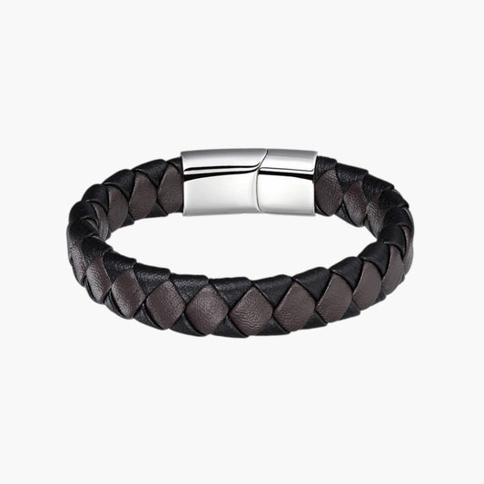 Pulseira de Couro e Aço Inoxidável