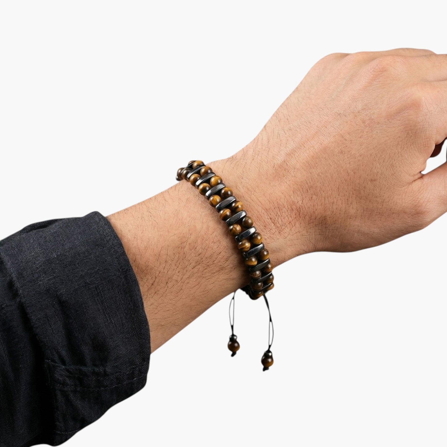 Pulseira Artesanal com Ónix Negro e Obsidiana