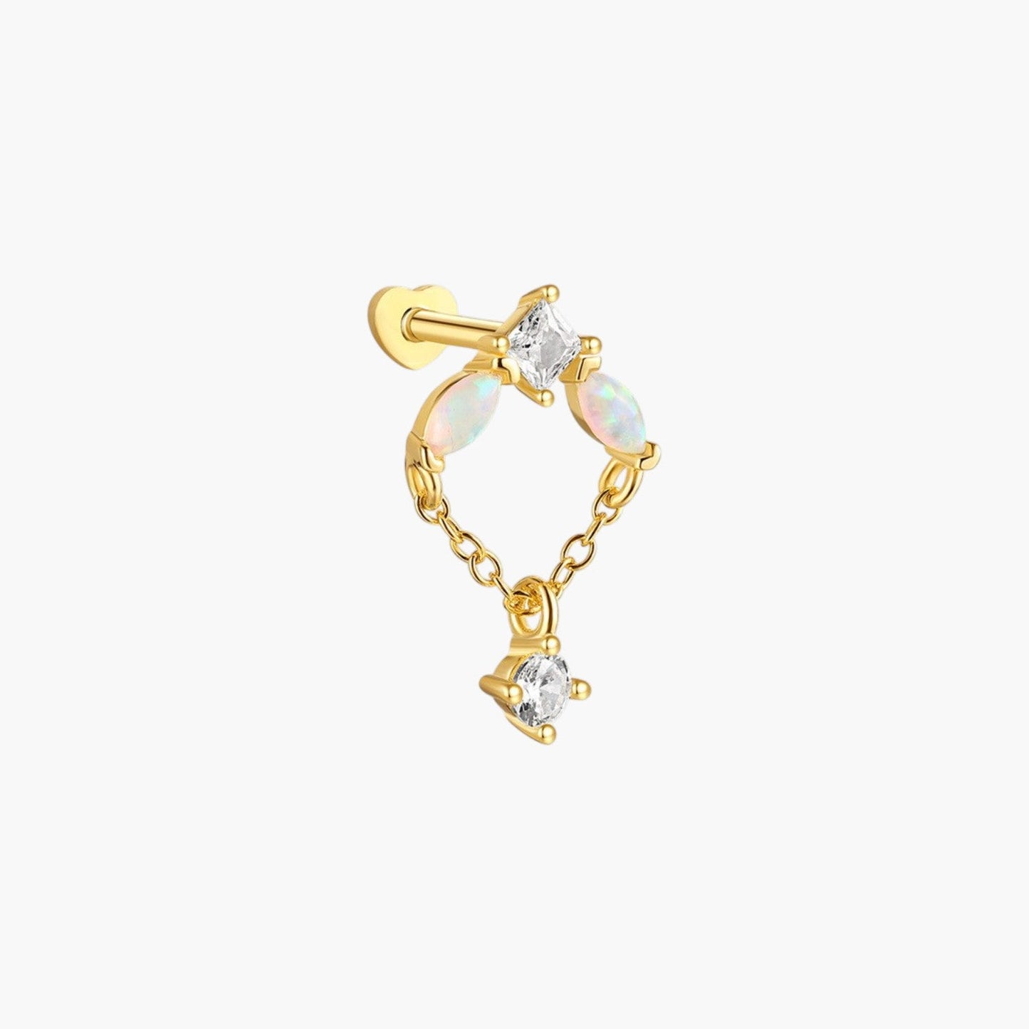 Piercing de Orelha em Prata 925 com Zircónias