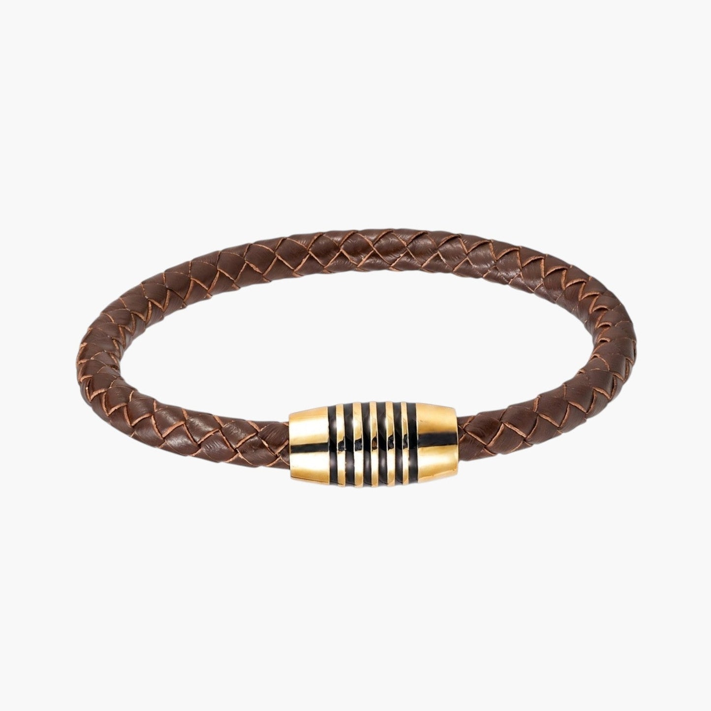 Pulseira de Couro e Aço Inoxidável