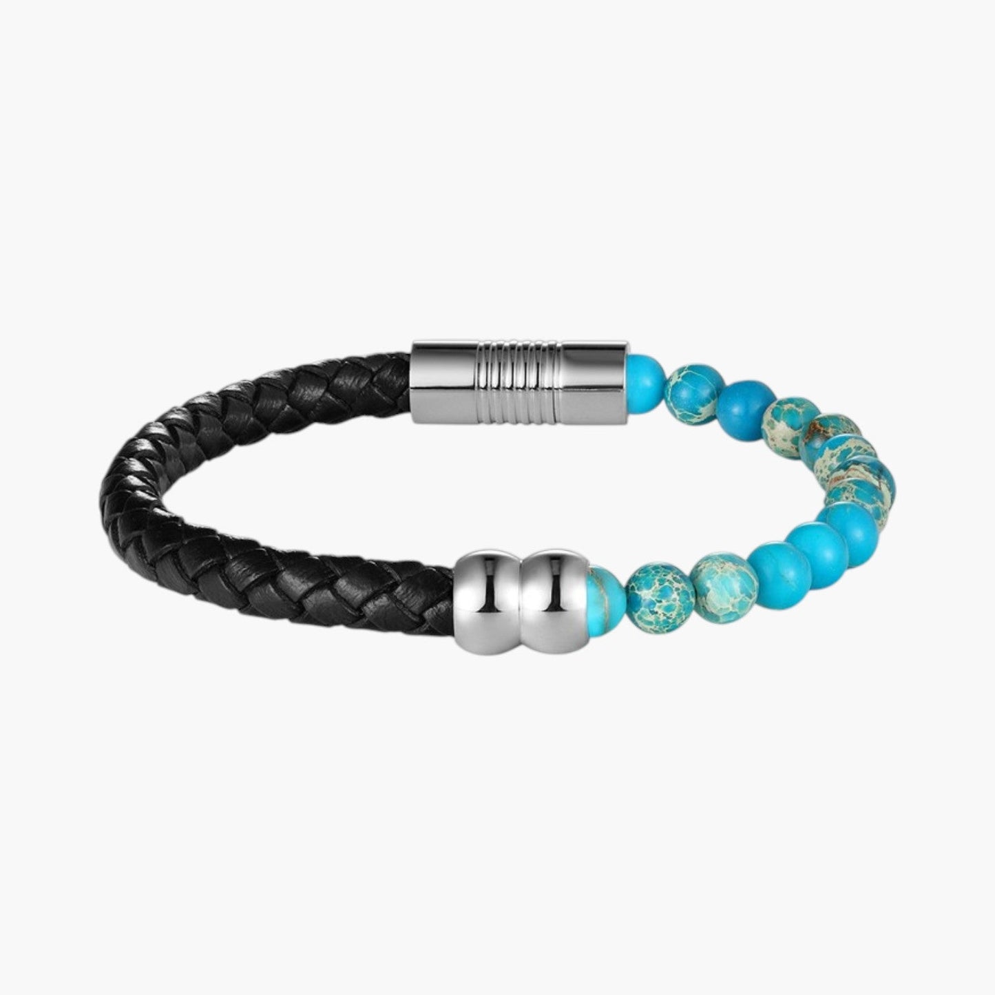Pulseira de Couro e Pedra Natural