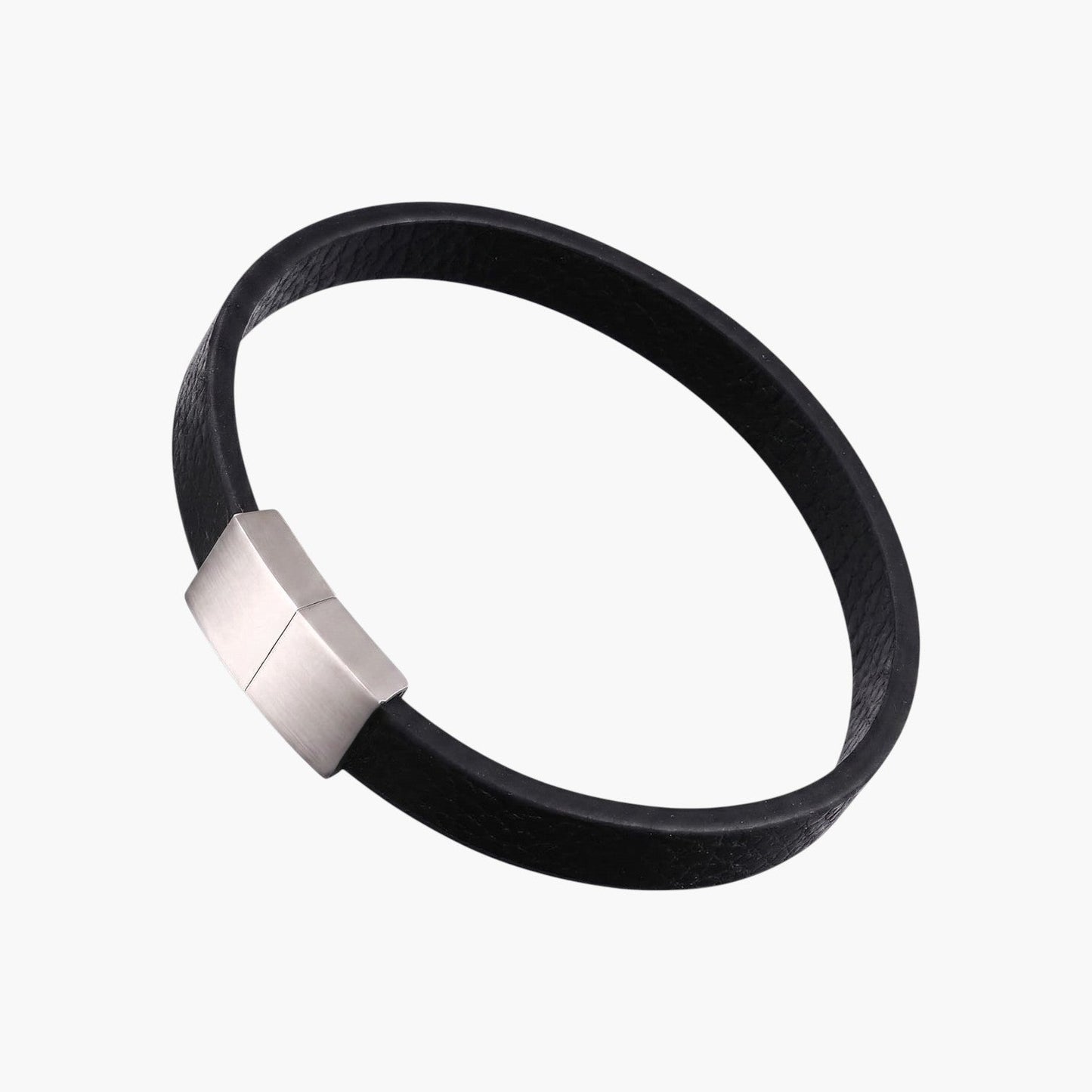 Pulseira Minimalista em Couro e Aço Inoxidável