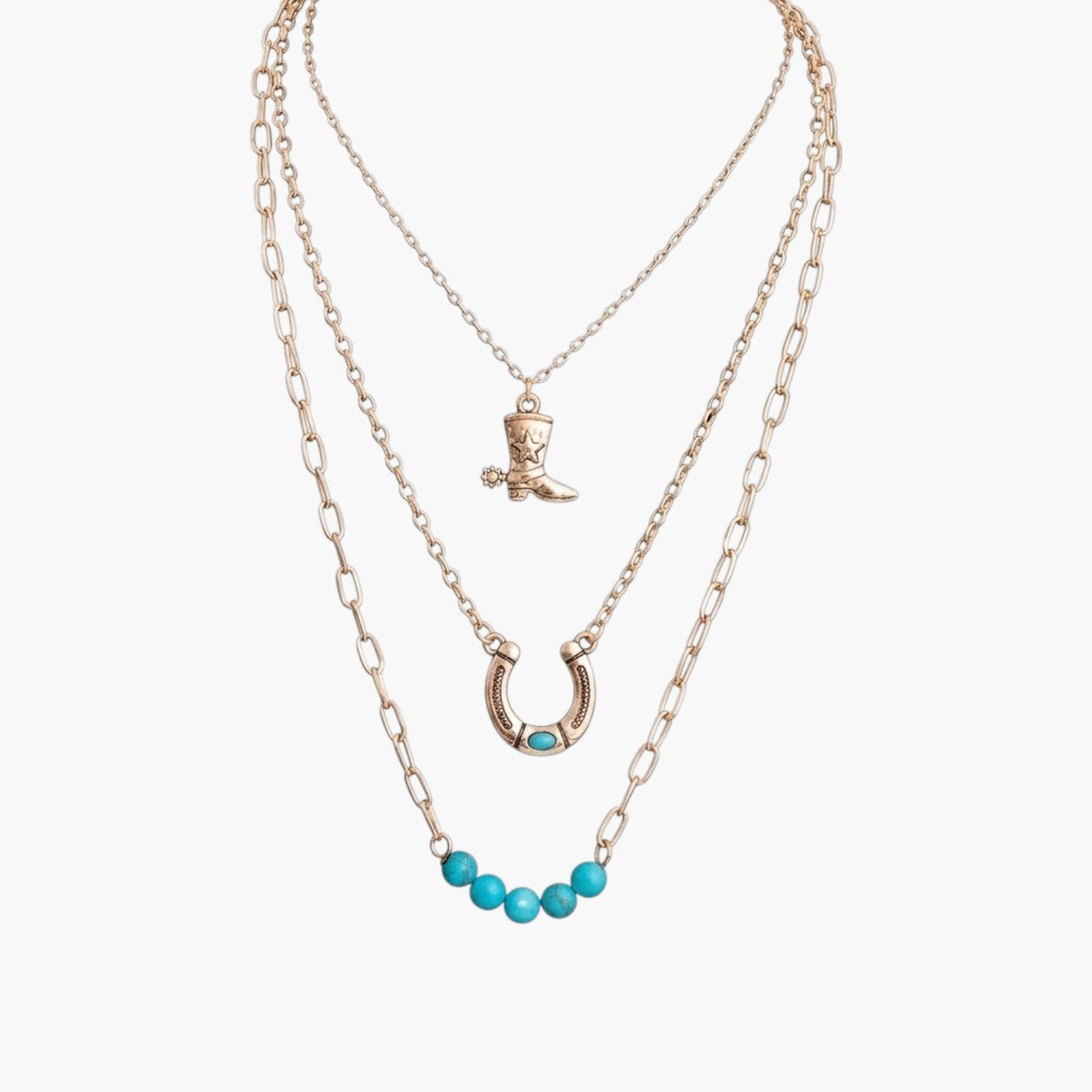 Colar Multicamadas Statement com Pendentes