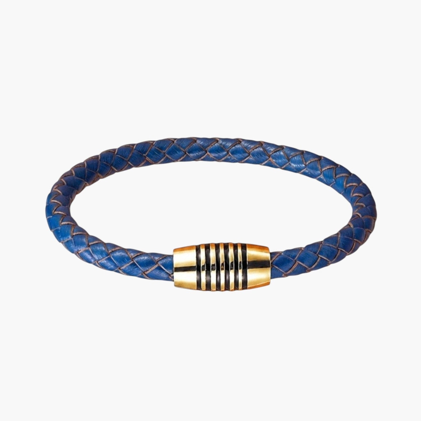 Pulseira de Couro e Aço Inoxidável