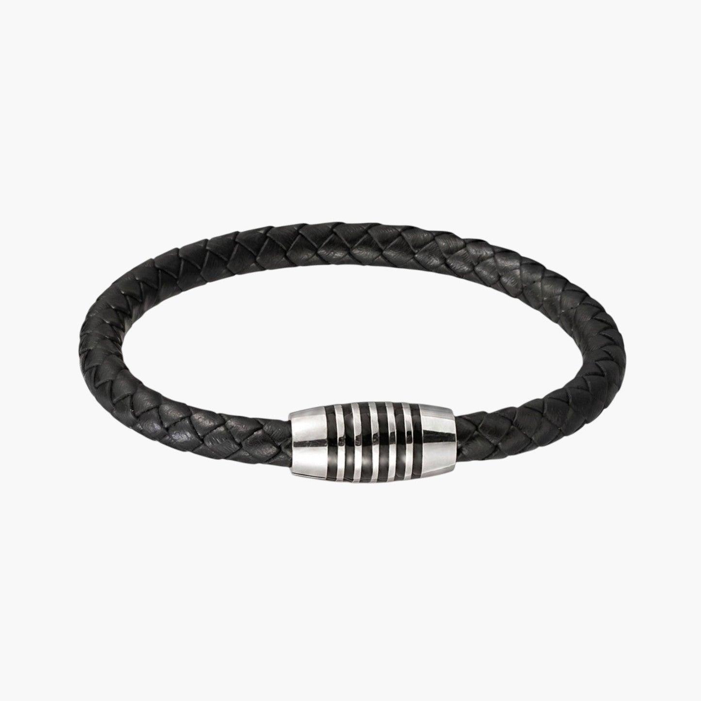 Pulseira de Couro e Aço Inoxidável