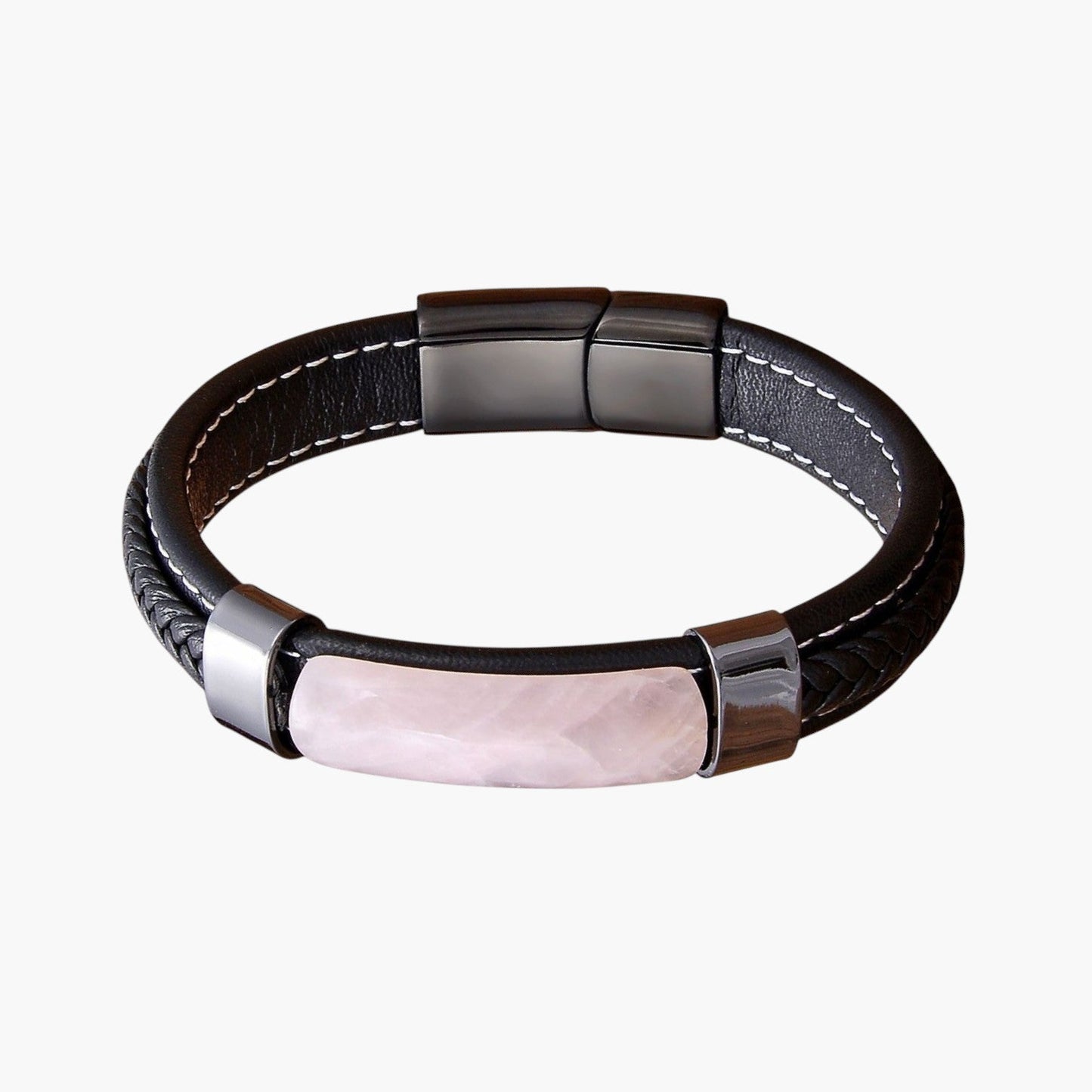 Pulseira em Couro e Pedra Natural