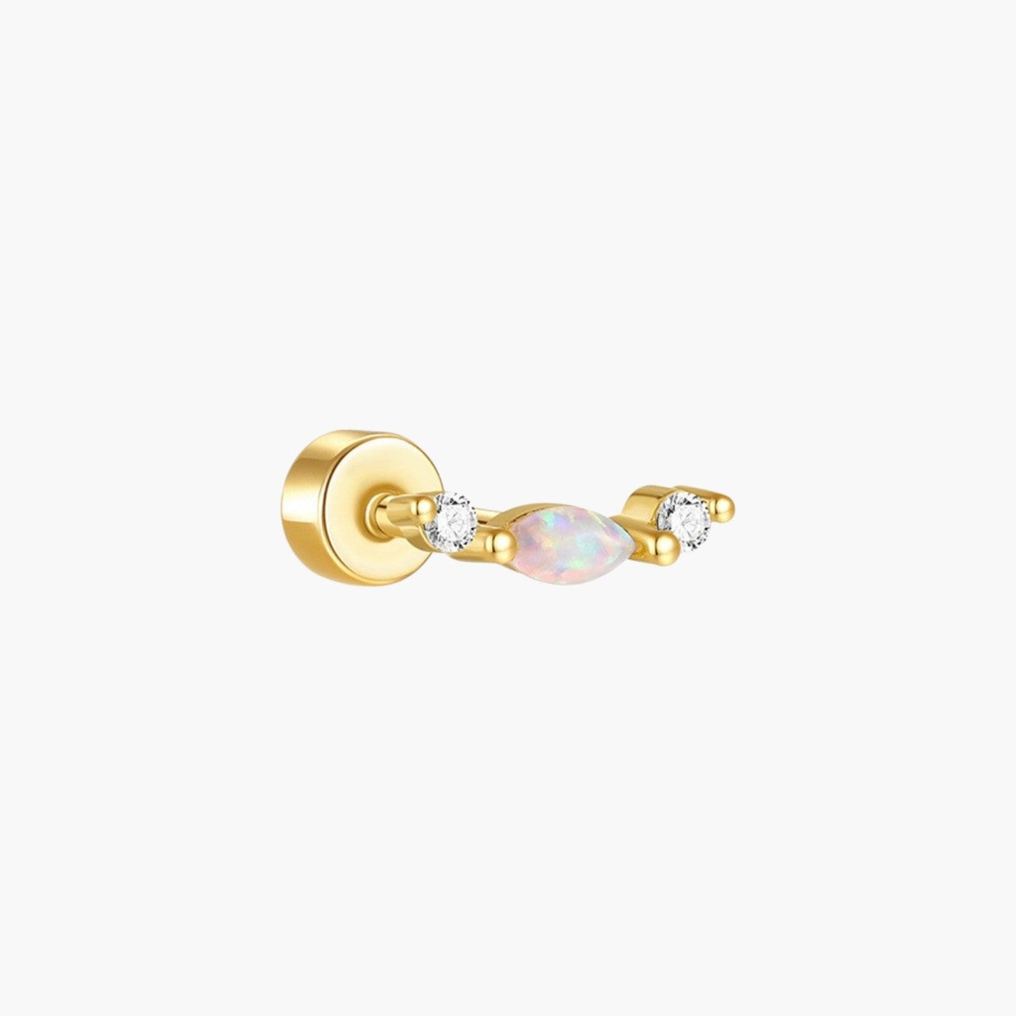 Piercing de Orelha em Prata 925 com Zircónias