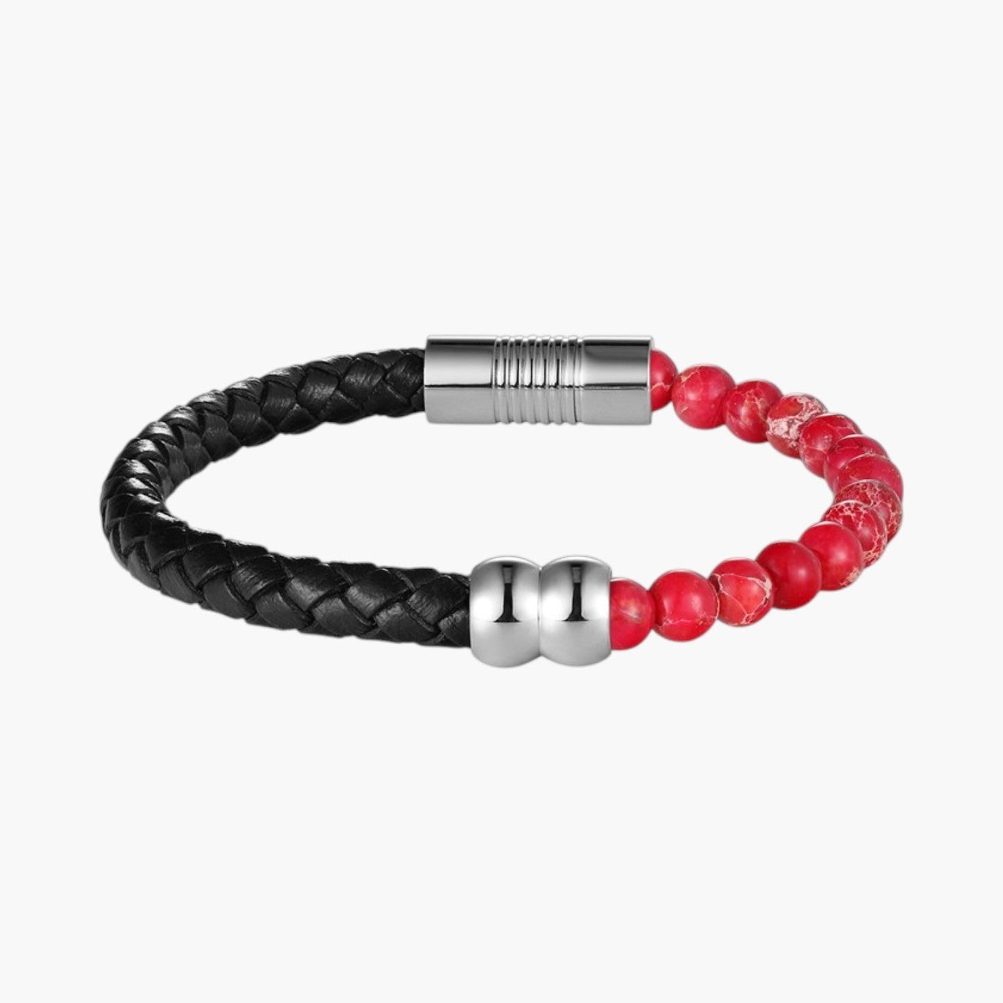 Pulseira de Couro e Pedra Natural
