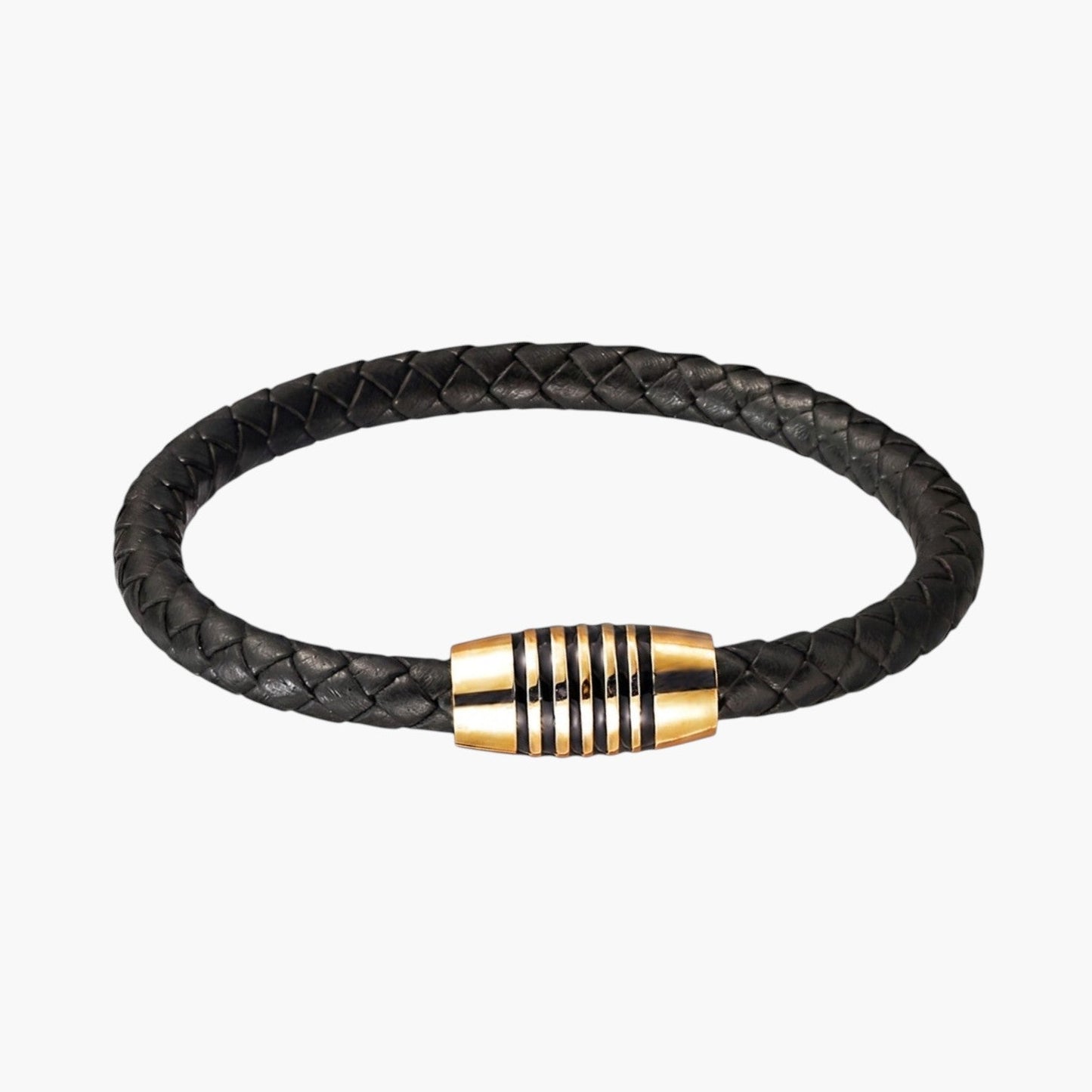 Pulseira de Couro e Aço Inoxidável