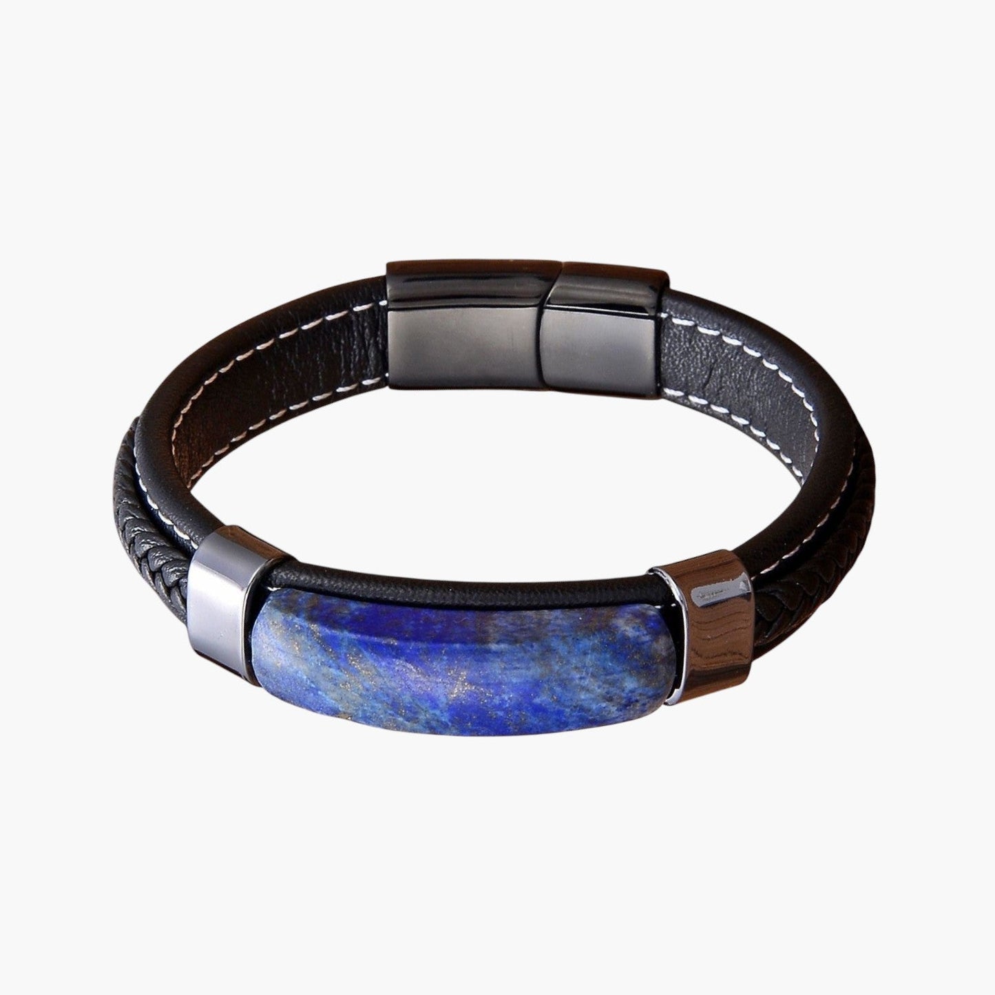 Pulseira em Couro e Pedra Natural