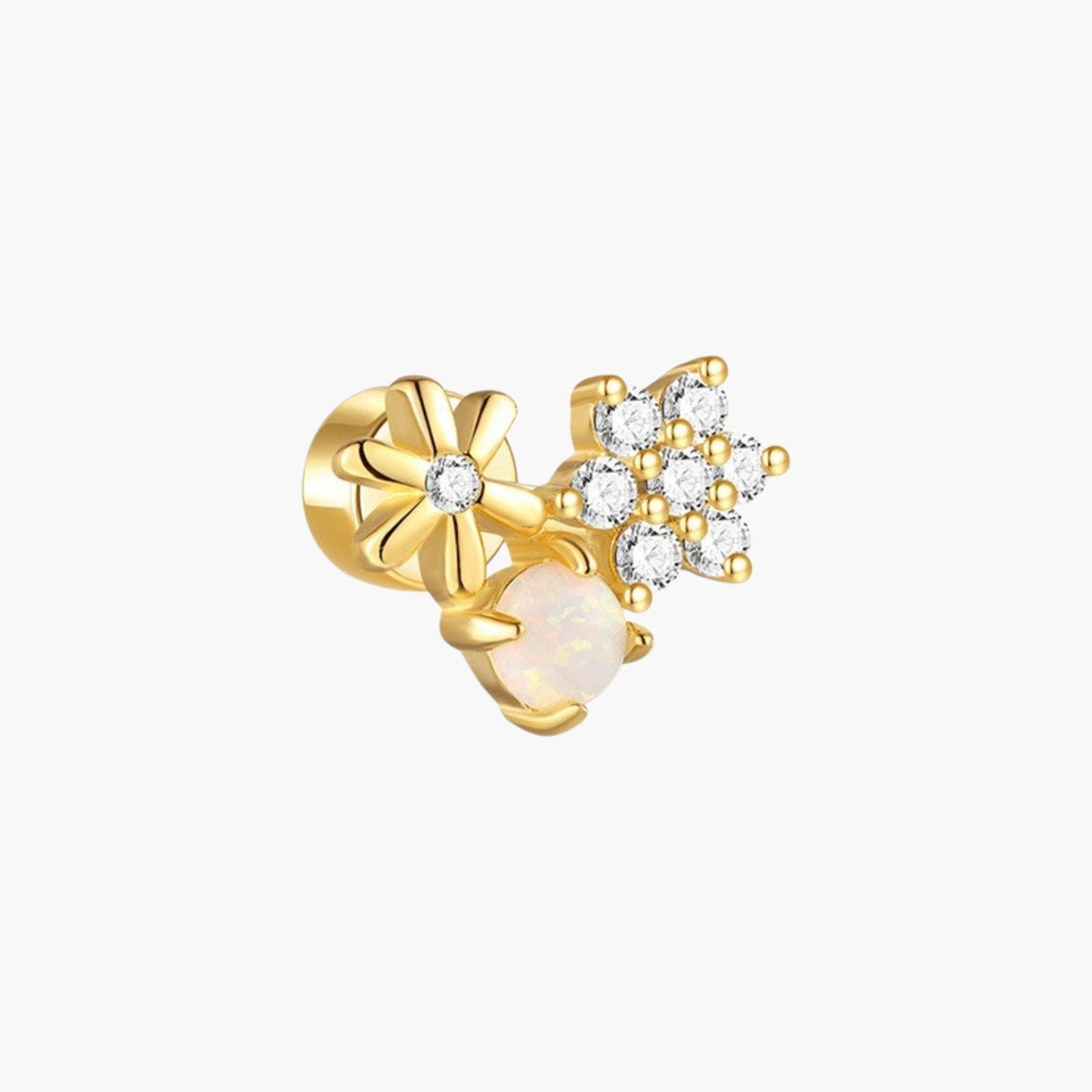 Piercing de Orelha em Prata 925 com Zircónias