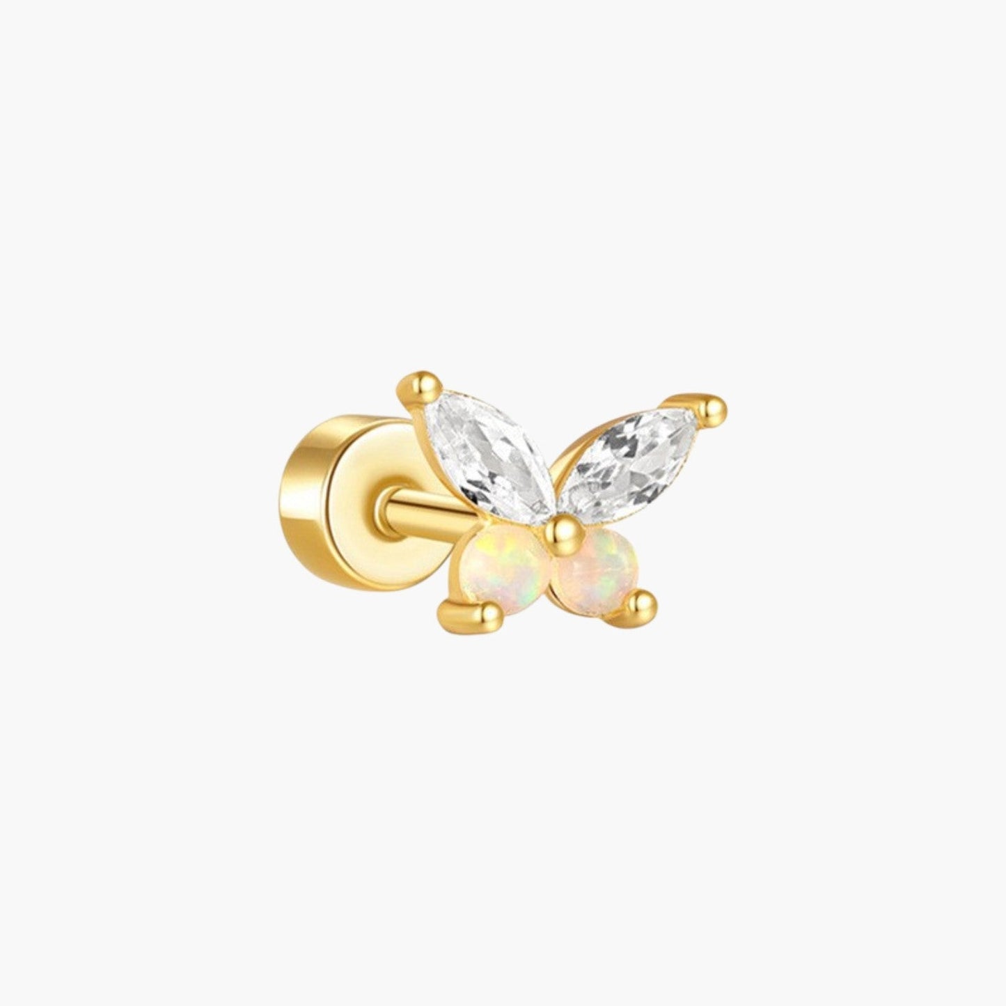 Piercing de Orelha em Prata 925 com Zircónias