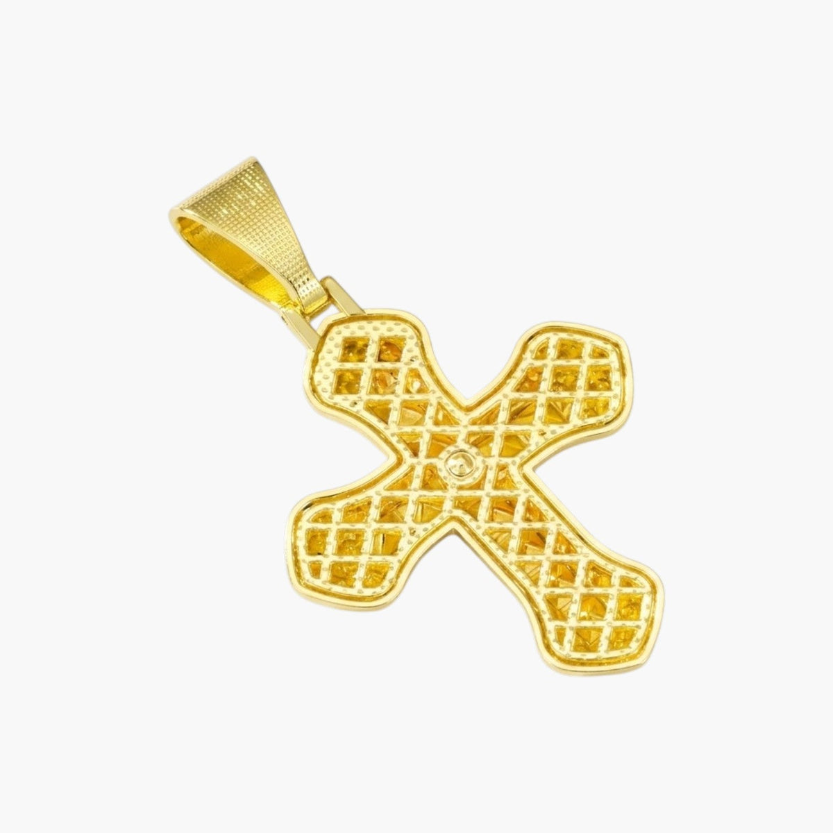 Colar de Elo Gourmette com Cruz Cravejada e Cristais