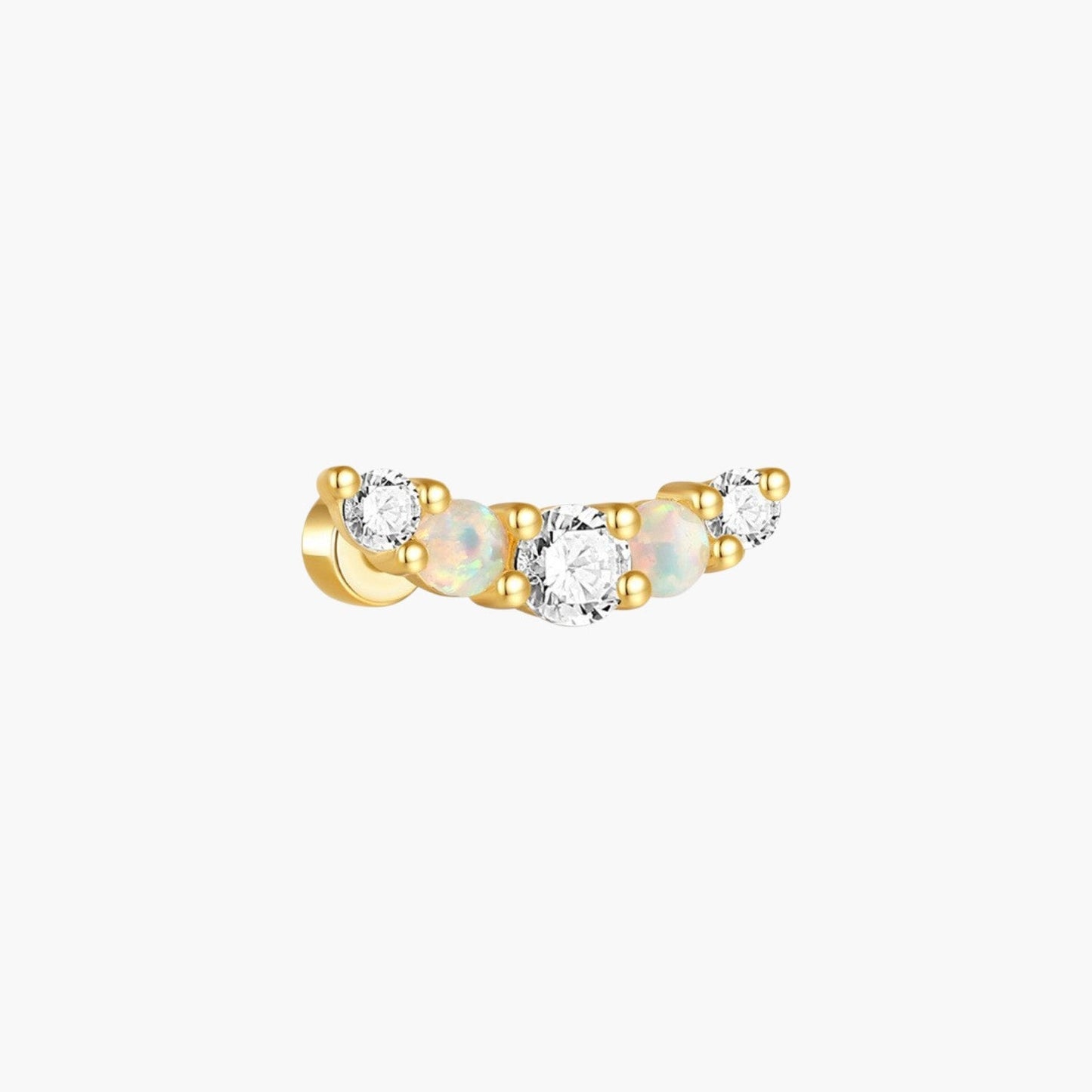 Piercing de Orelha em Prata 925 com Zircónias