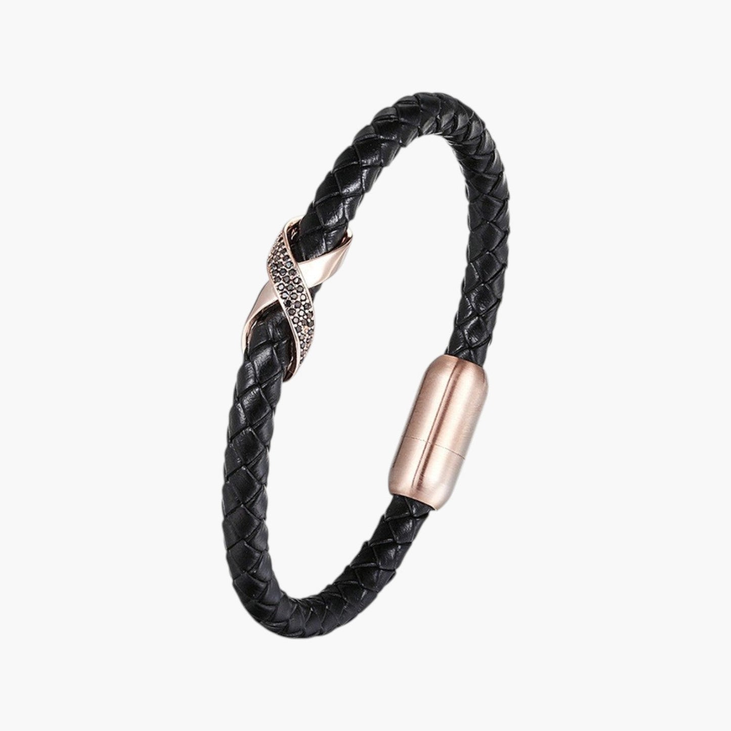 Pulseira de Couro e Aço Inoxidável 316L
