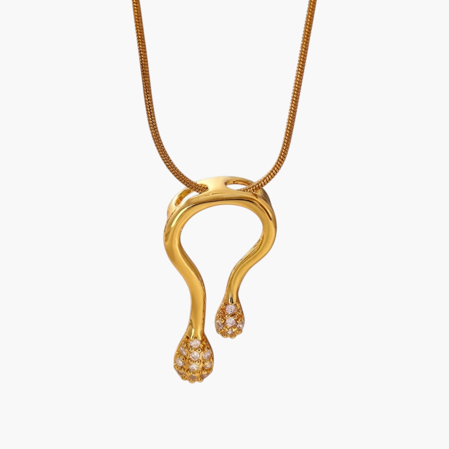 Colar de Clavícula com Design Curvo em U e Zircónias