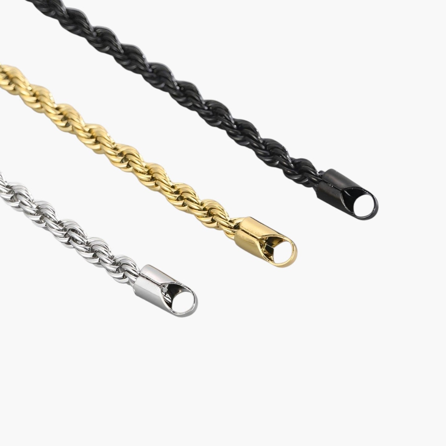 Pulseira Corrente Torcida em Aço Inoxidável 316L