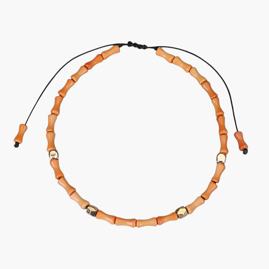 Pulseira Artesanal com Contas de Bambu