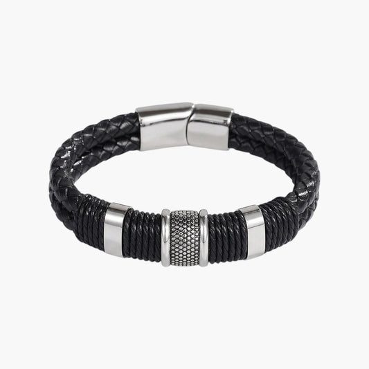 Pulseira de Couro Trançado com Fecho Magnético