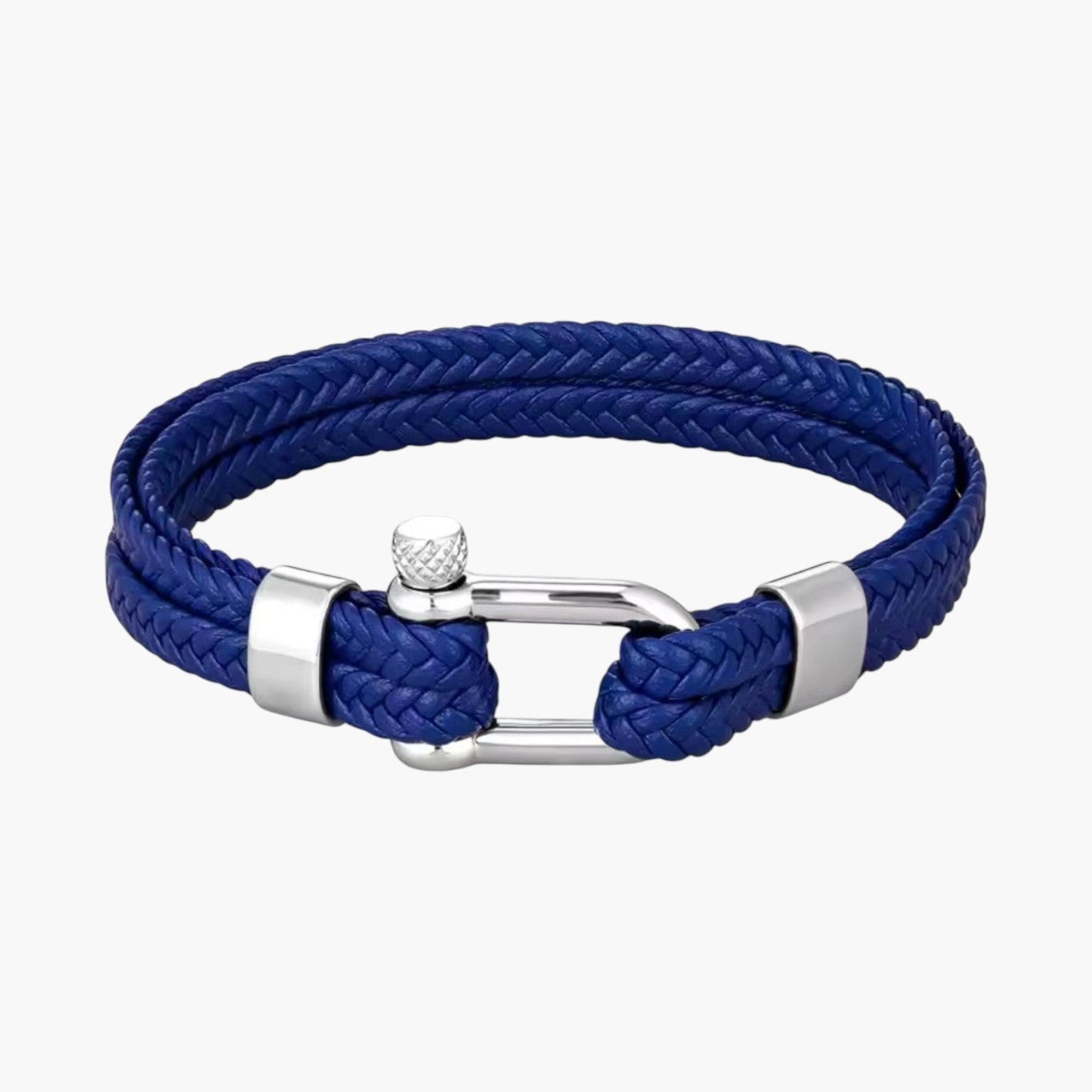 Pulseira Estilo Náutico em Couro e Aço Inoxidável