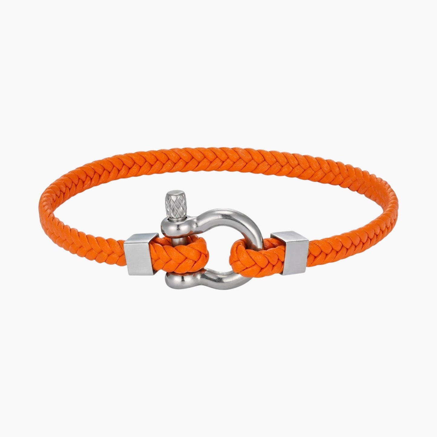 Pulseira Minimalista em Couro Trançado com Aço Inoxidável