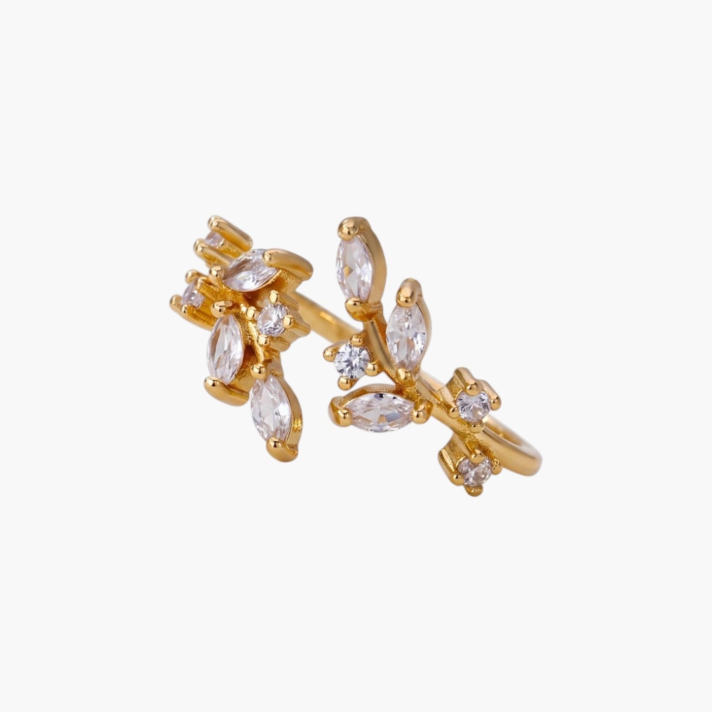 Anel Floral com Zircónias
