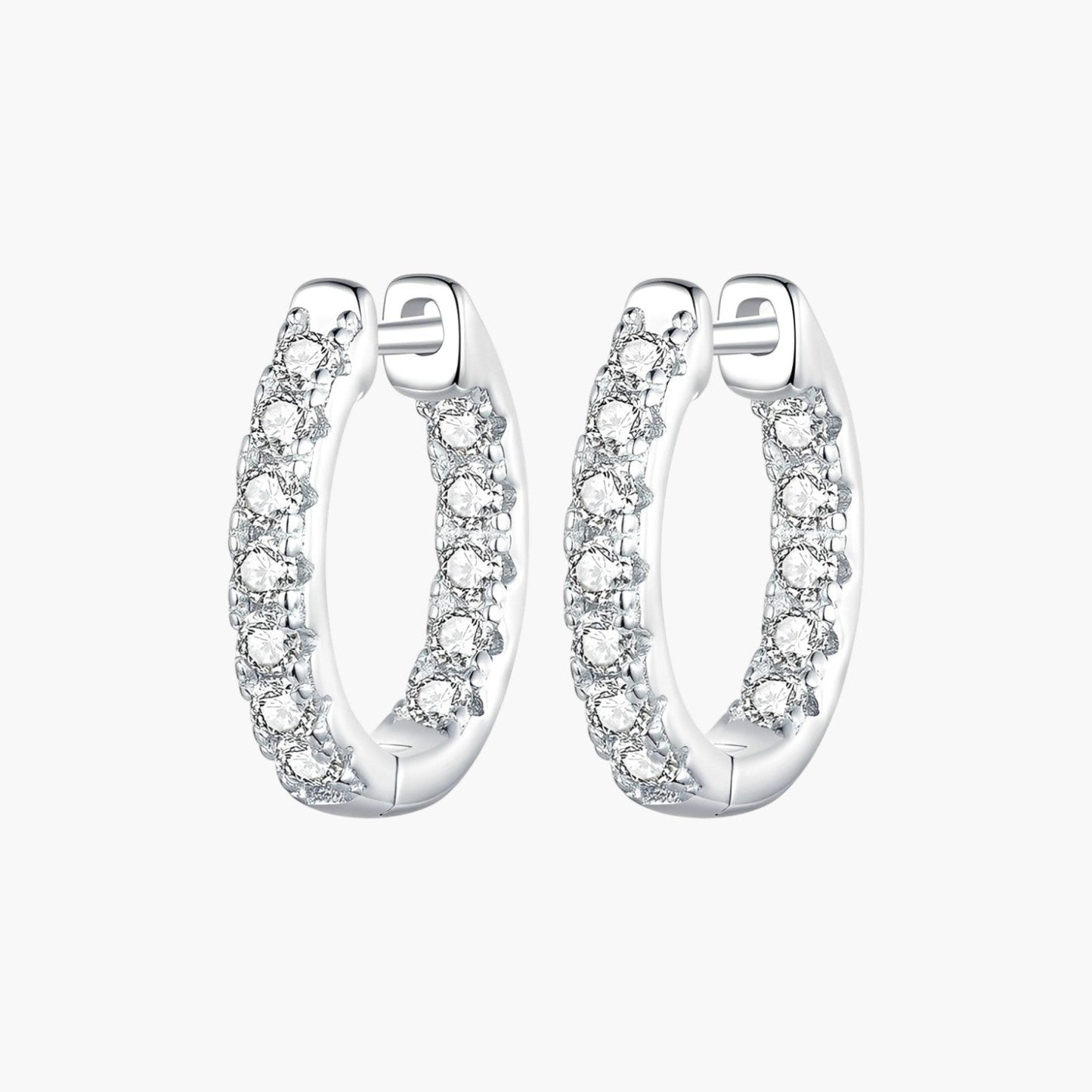 Brincos de Argola em Prata de Lei 925 com Moissanite