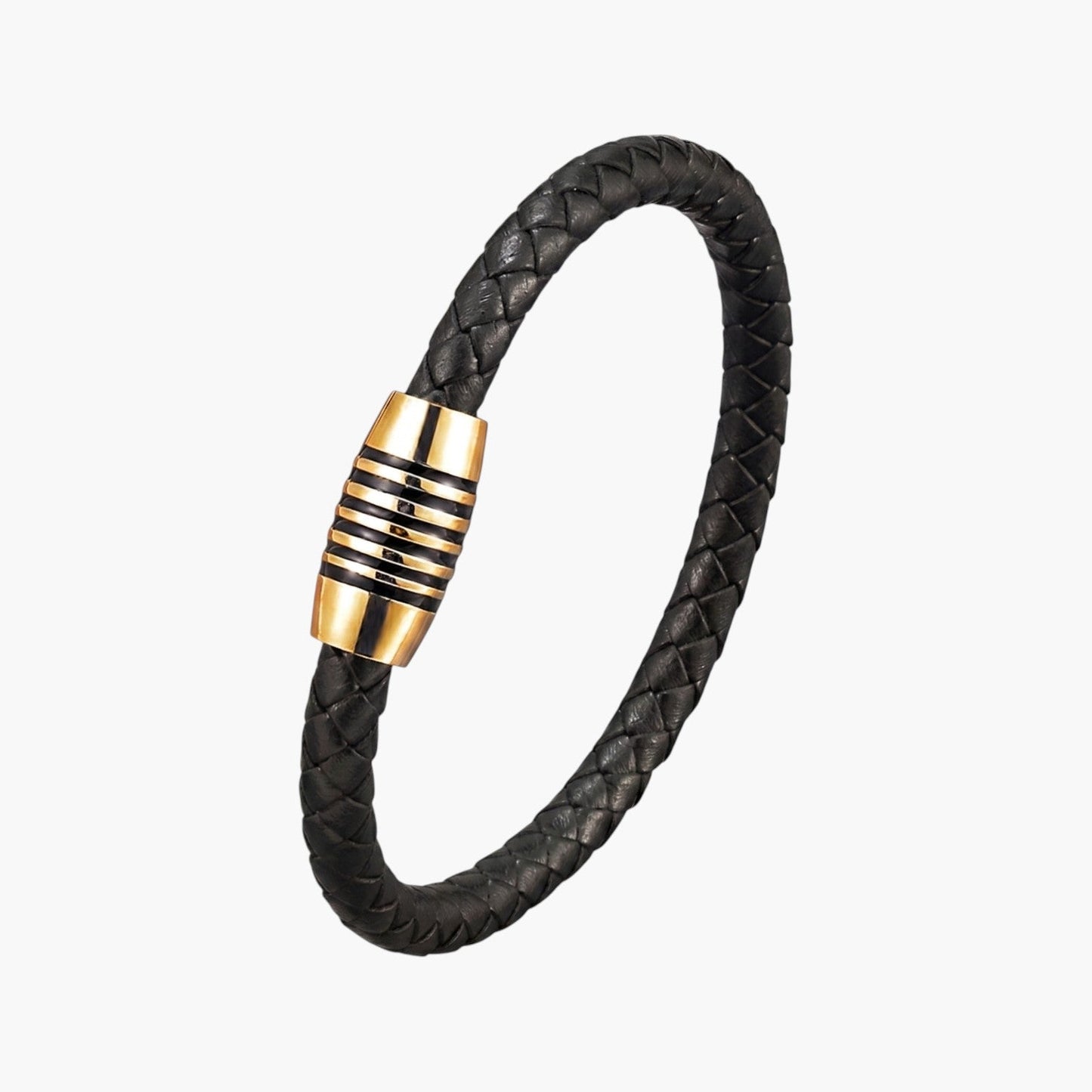 Pulseira de Couro e Aço Inoxidável