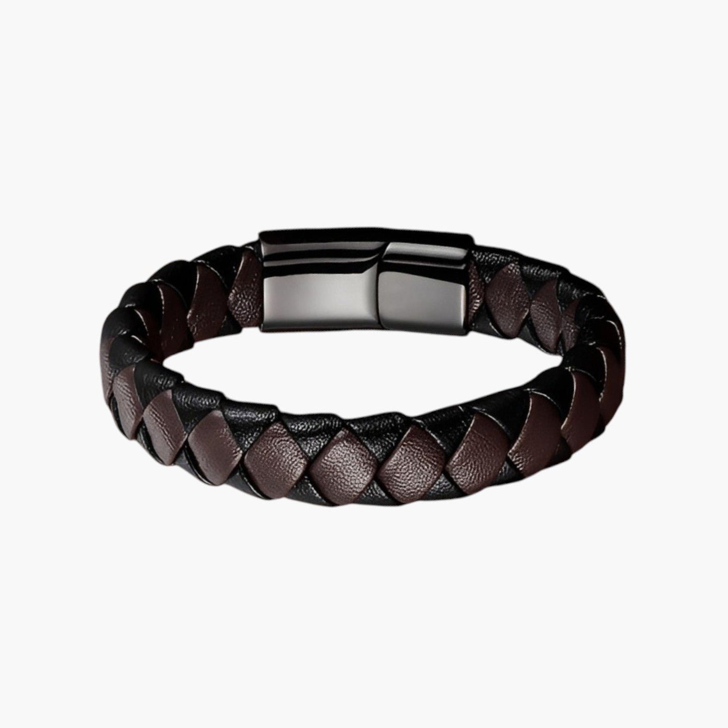 Pulseira de Couro e Aço Inoxidável