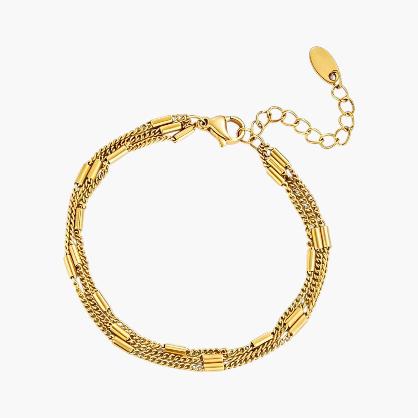 Pulseira Minimalista Multicamadas em Aço Inoxidável