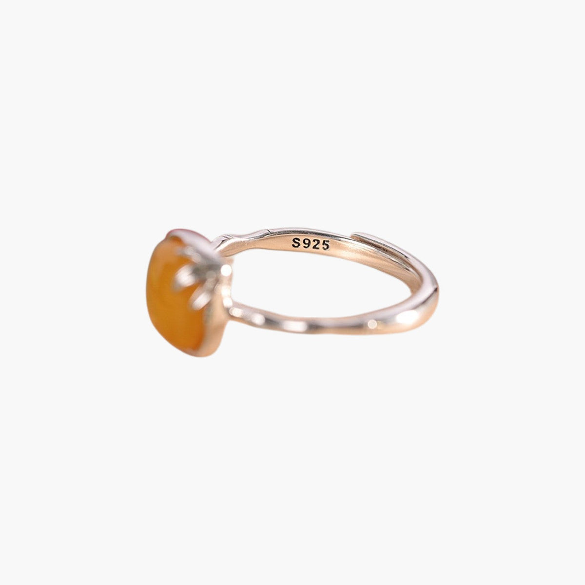 Anel Bamboo Amber em Prata de Lei 925