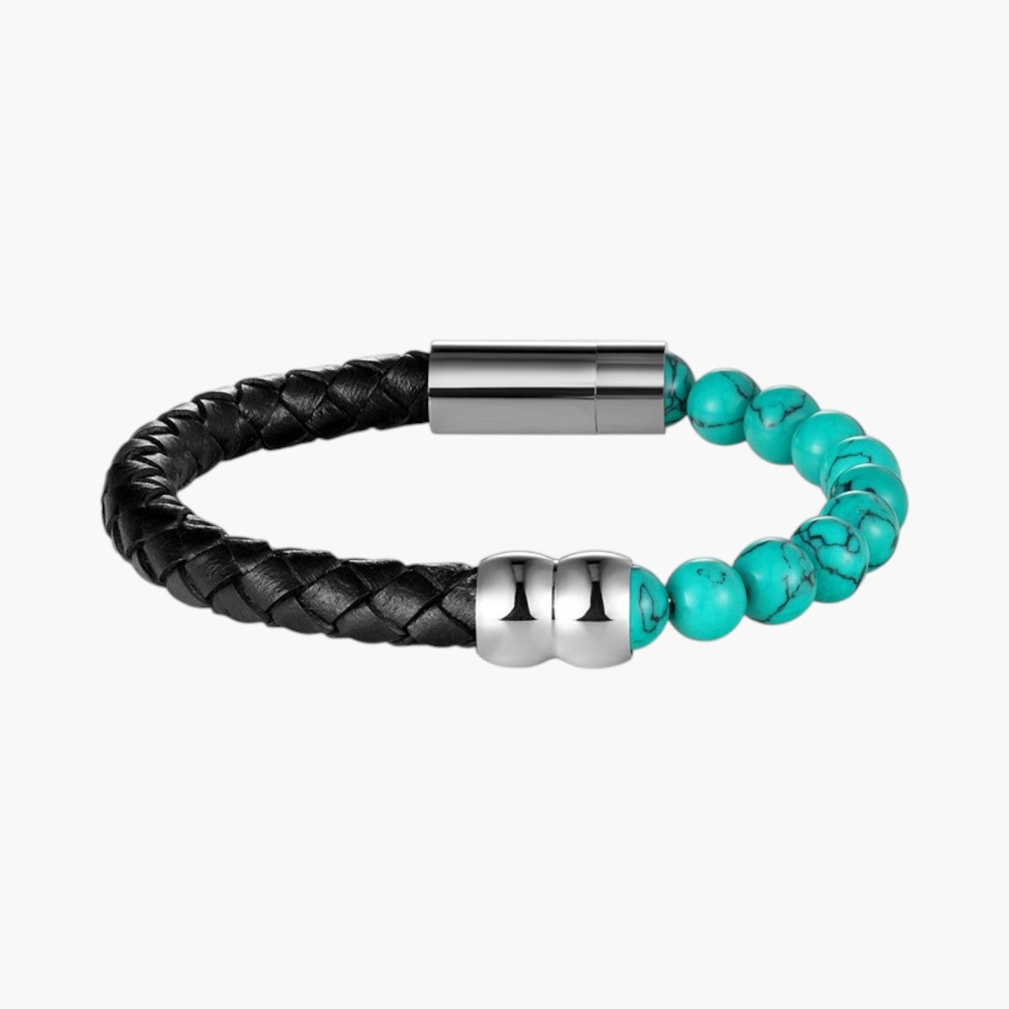 Pulseira de Couro e Pedra Natural