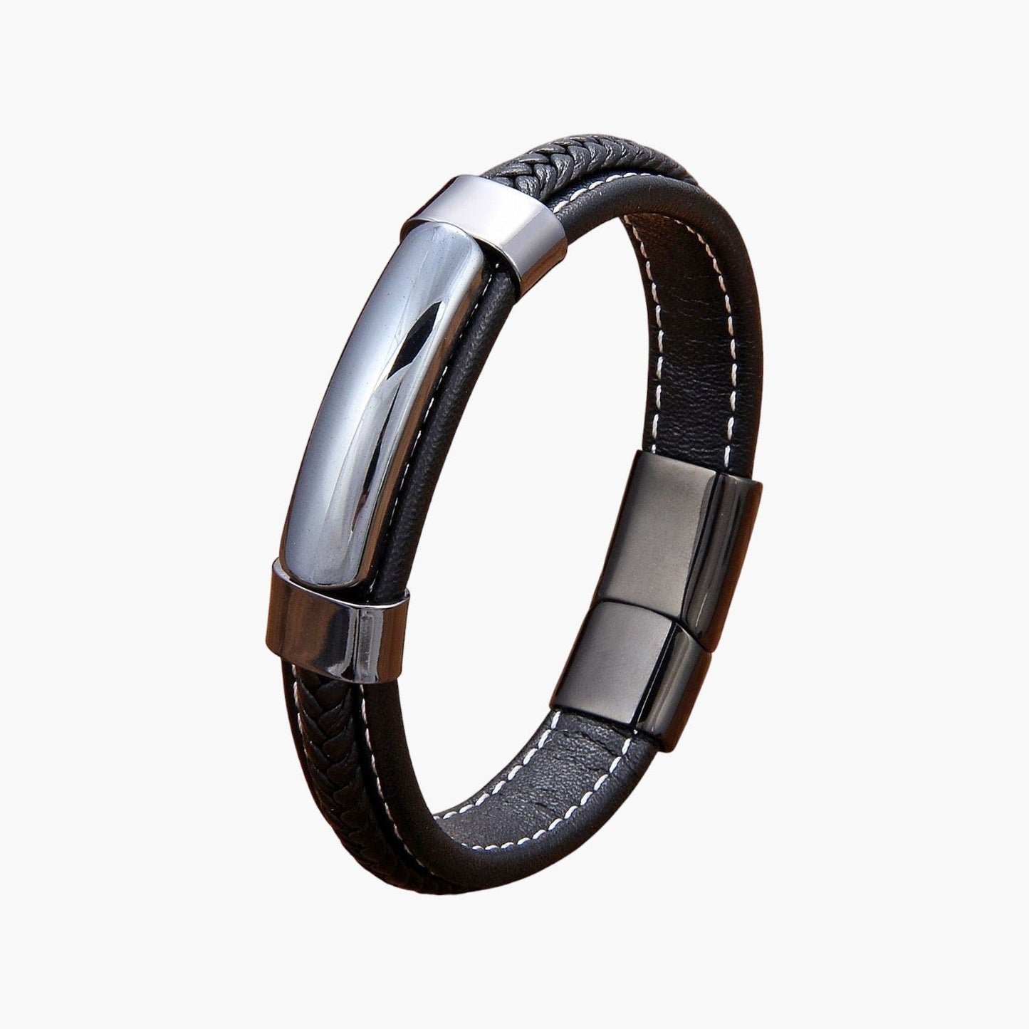 Pulseira em Couro e Pedra Natural