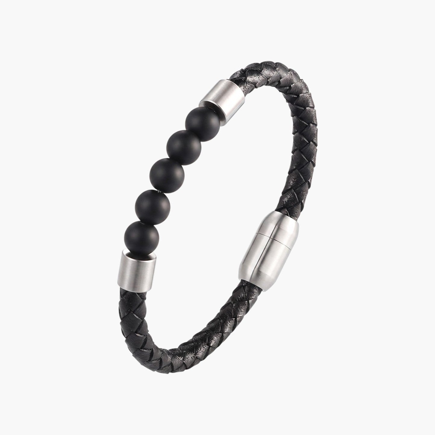 Pulseira de Couro e Pedra Natural