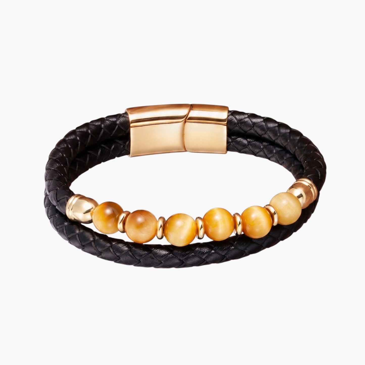Pulseira de Couro e Pedra Natural