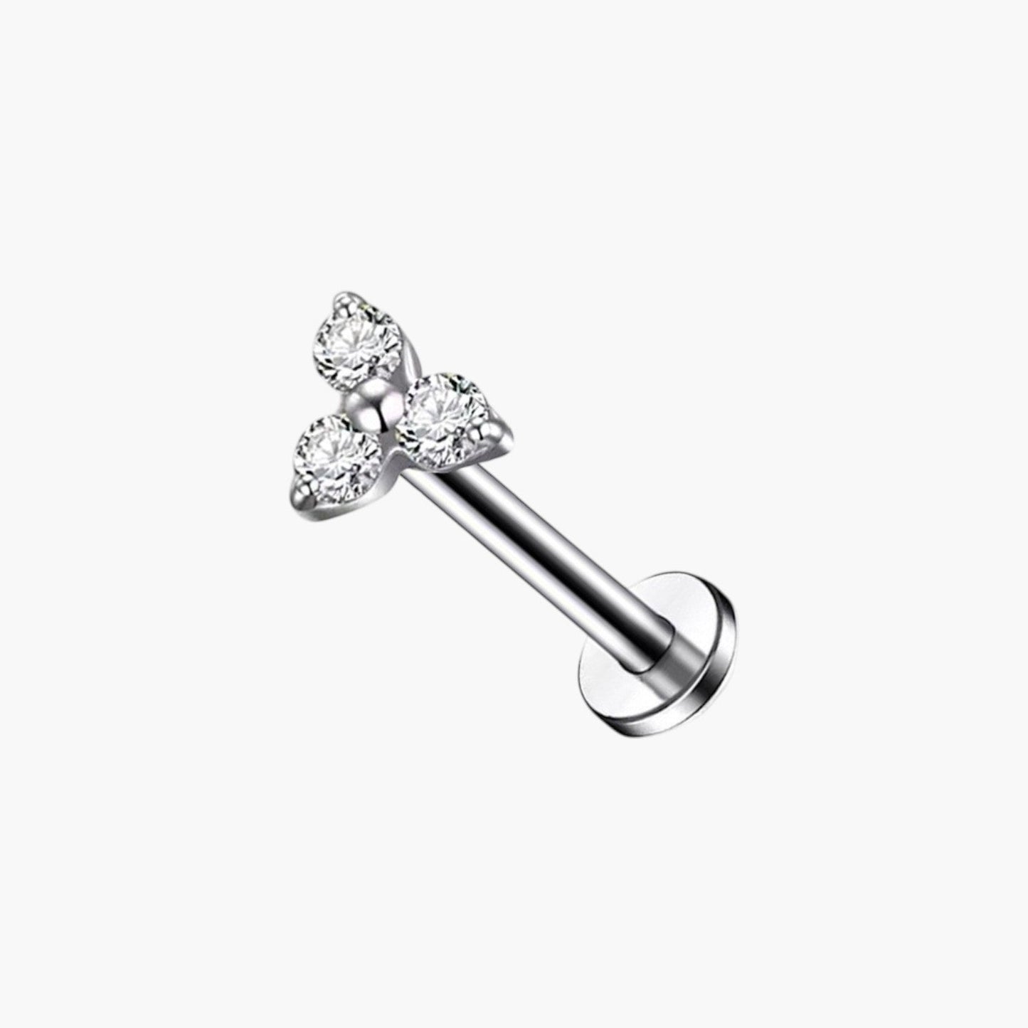 Piercing de Orelha Lua e Cruz com Zircónias