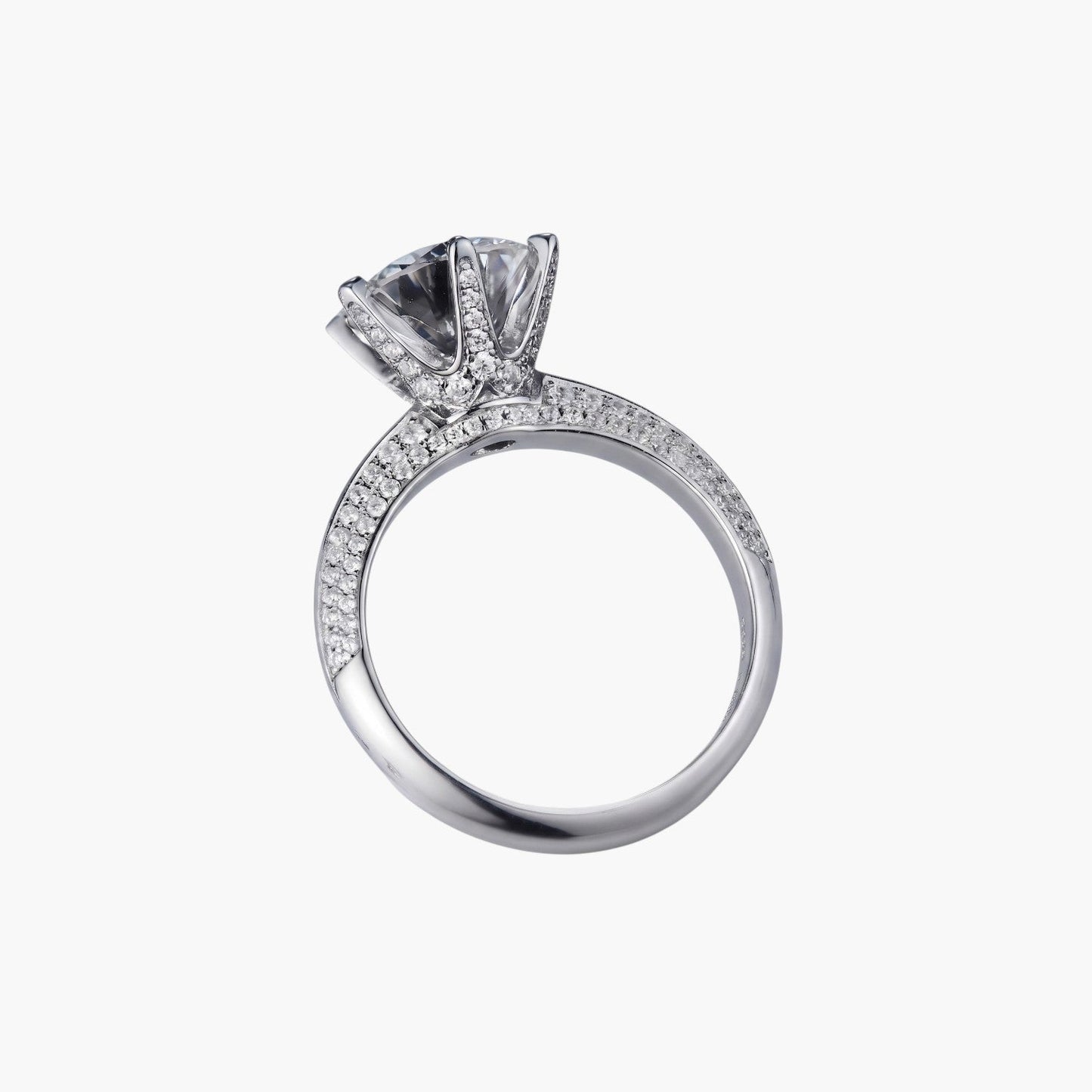 Anel Solitário em Prata de Lei 925 com Moissanite