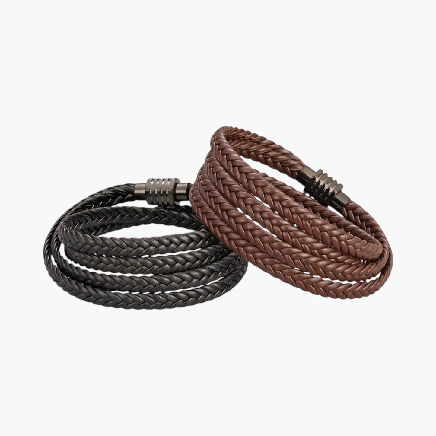 Pulseira em Couro Entrançado Multicamadas