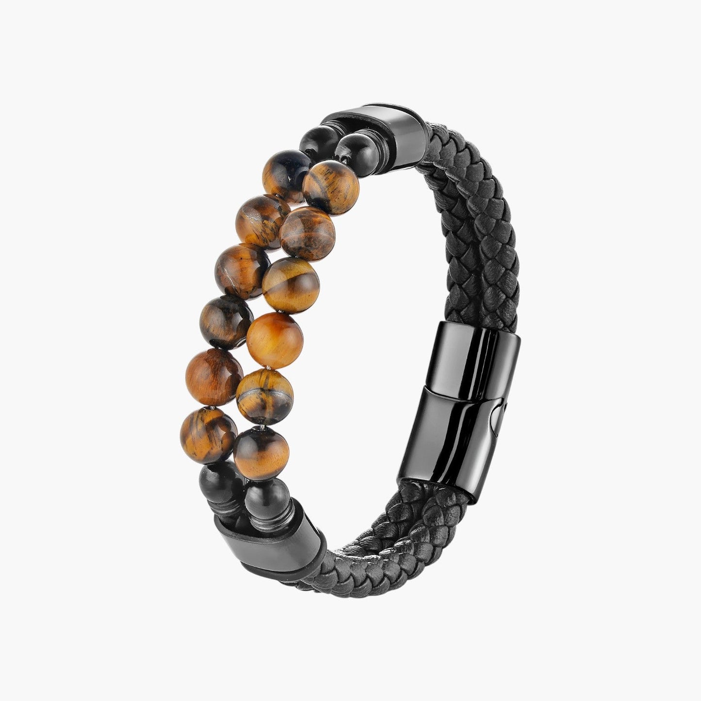 Pulseira de Couro e Pedra Natural