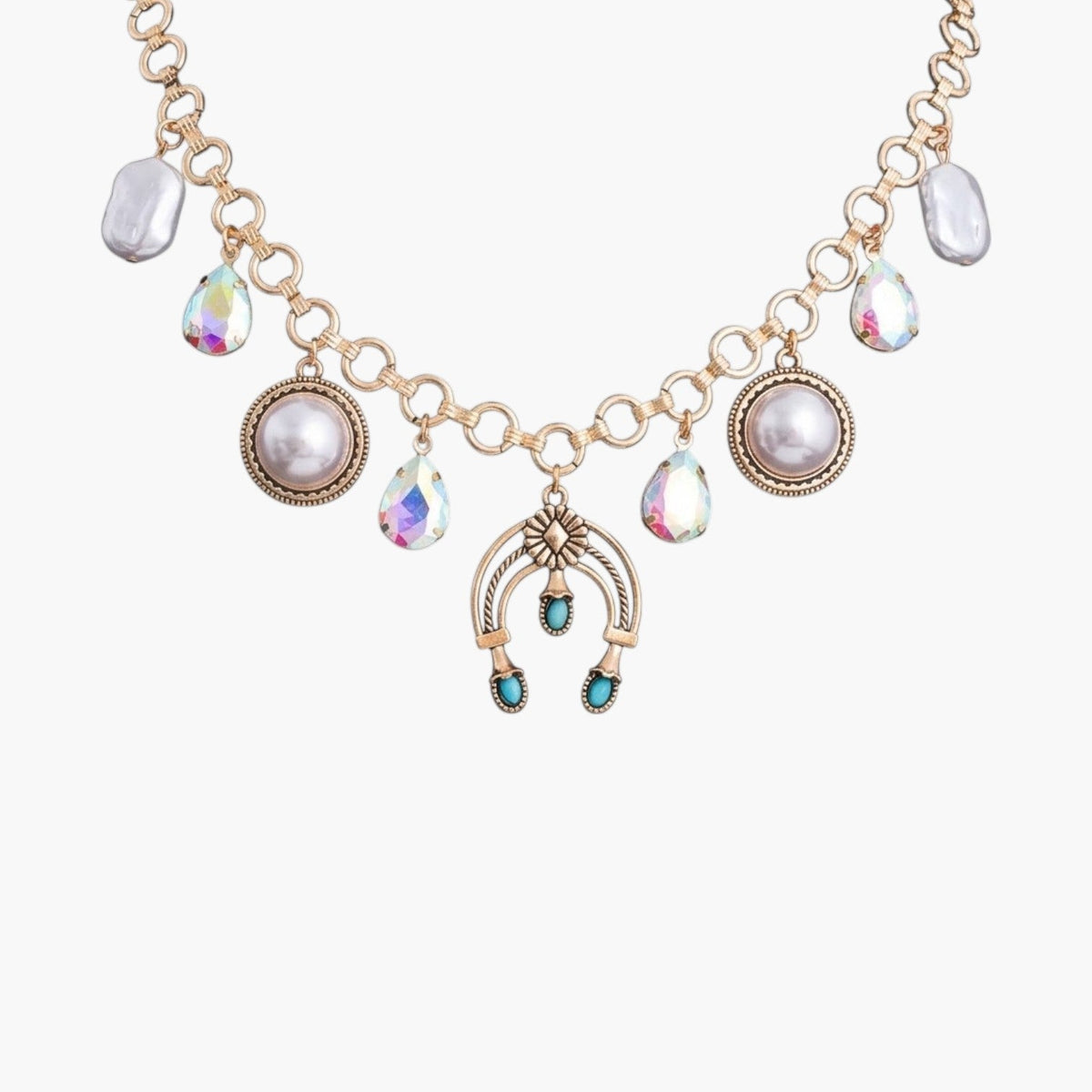 Colar Multicamadas Statement com Pendentes